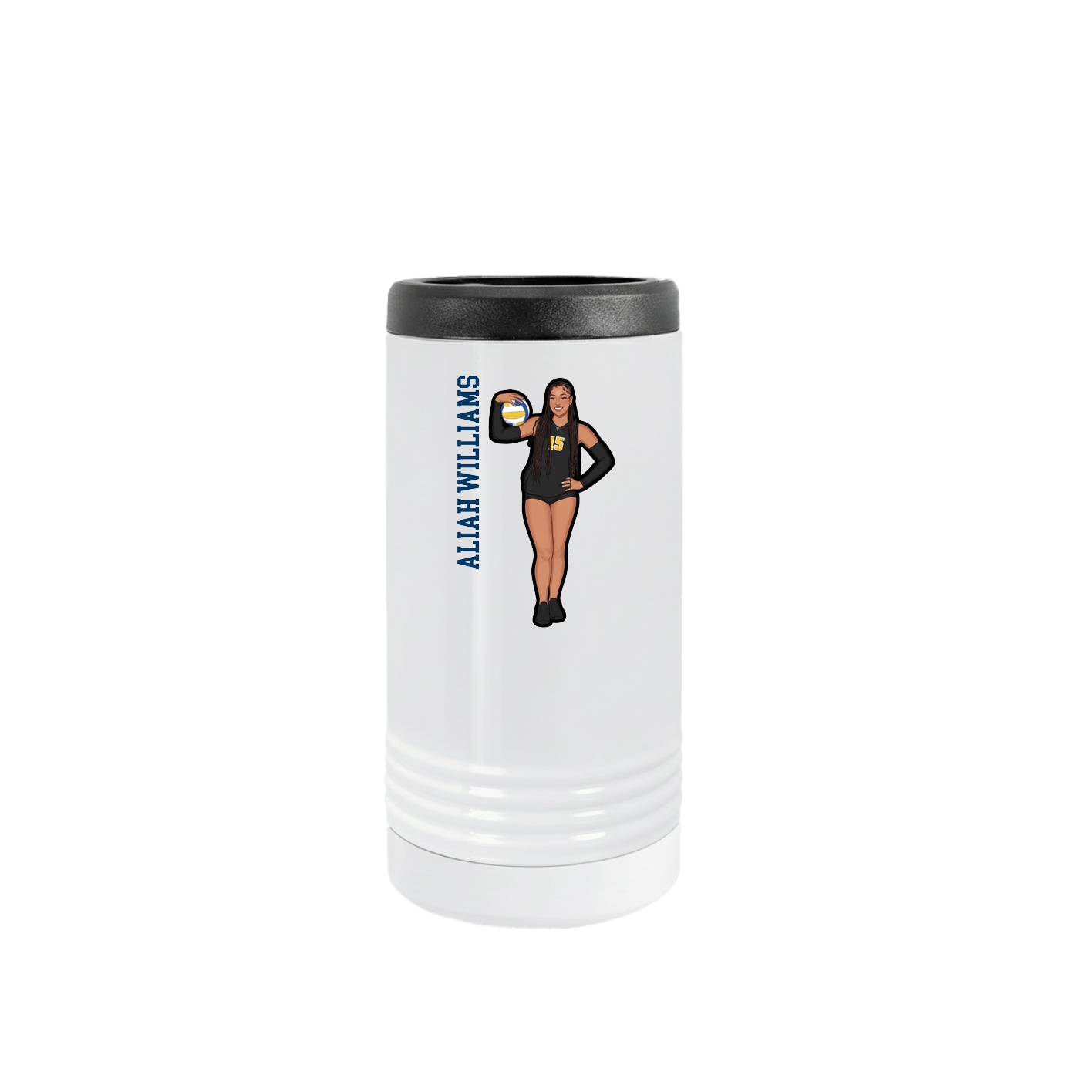 Slim Beverage Holder — Name Vertical in White