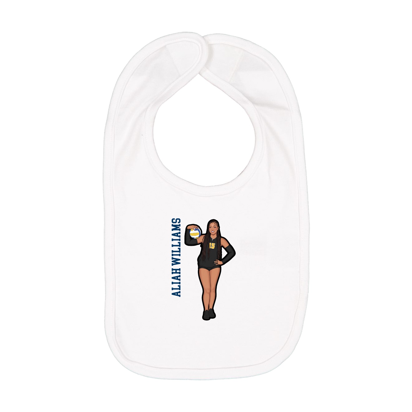 Infant Bib — Name Vertical in White
