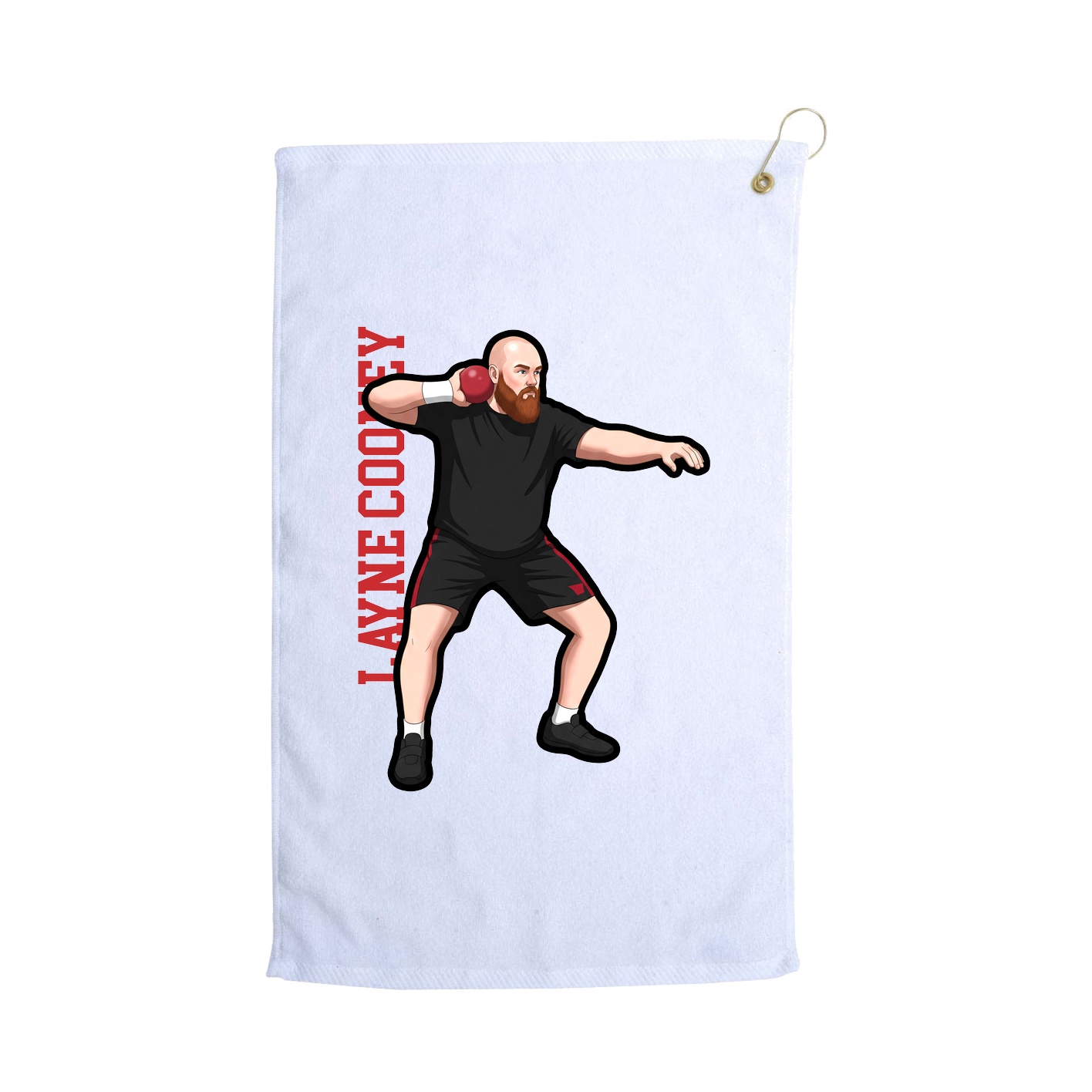Golf Towel — Name Vertical in White