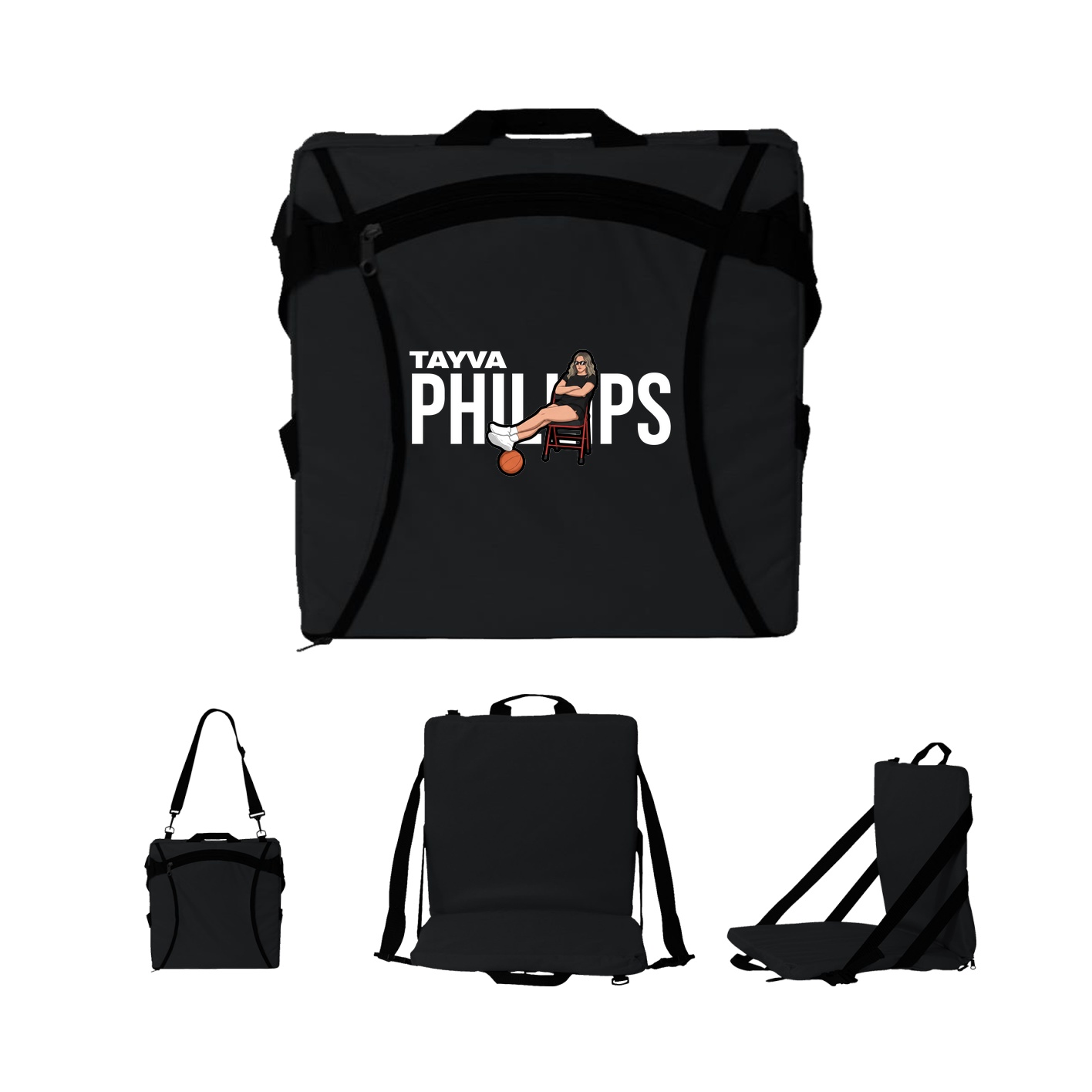 Folding Stadium Seat — Player Name in Black
