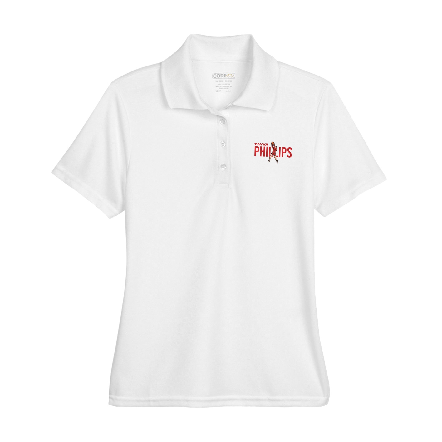 Womens Performance Polo — Player Name in White