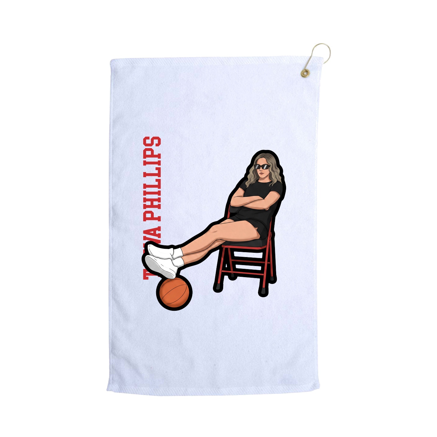 Golf Towel — Name Vertical in White