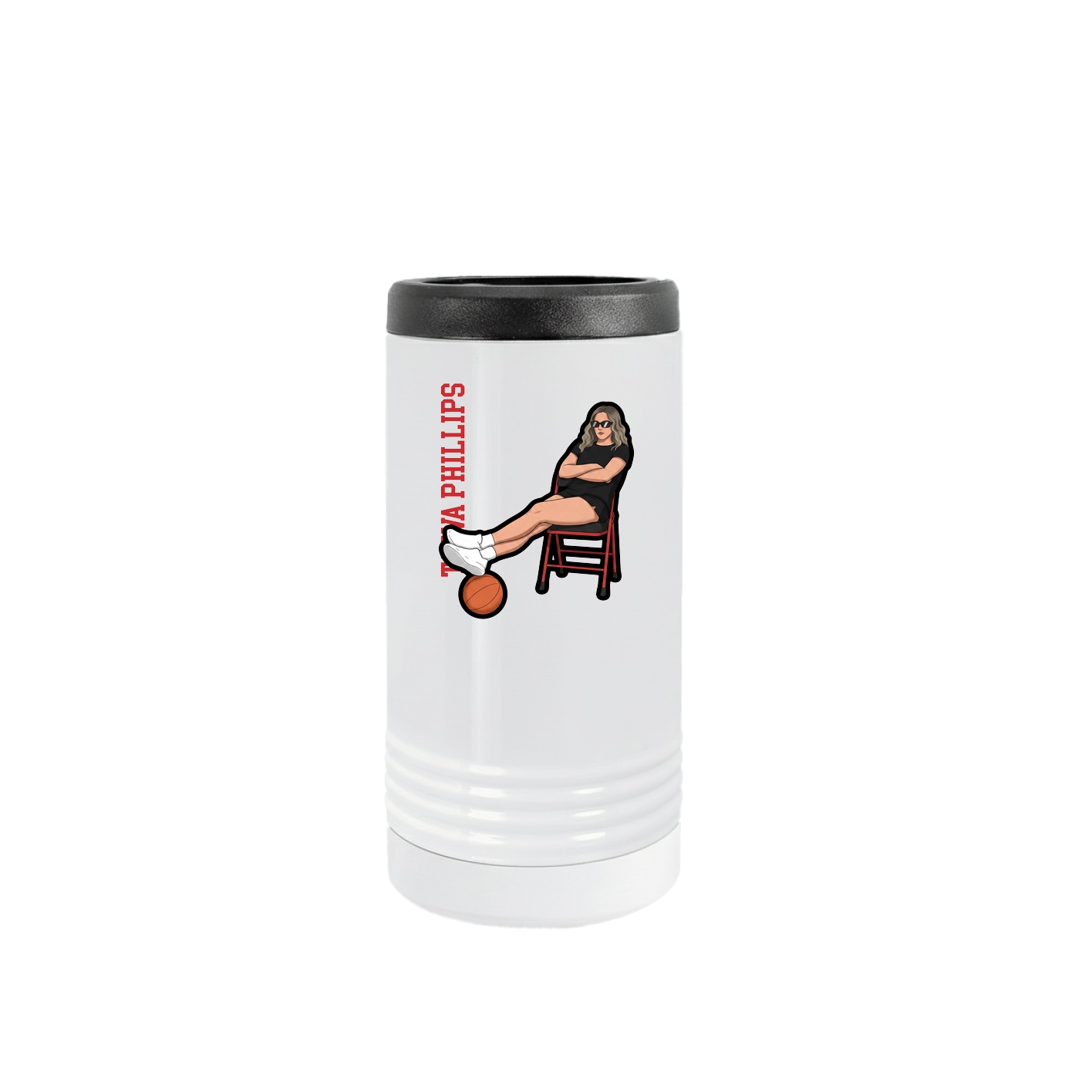 Slim Beverage Holder — Name Vertical in White