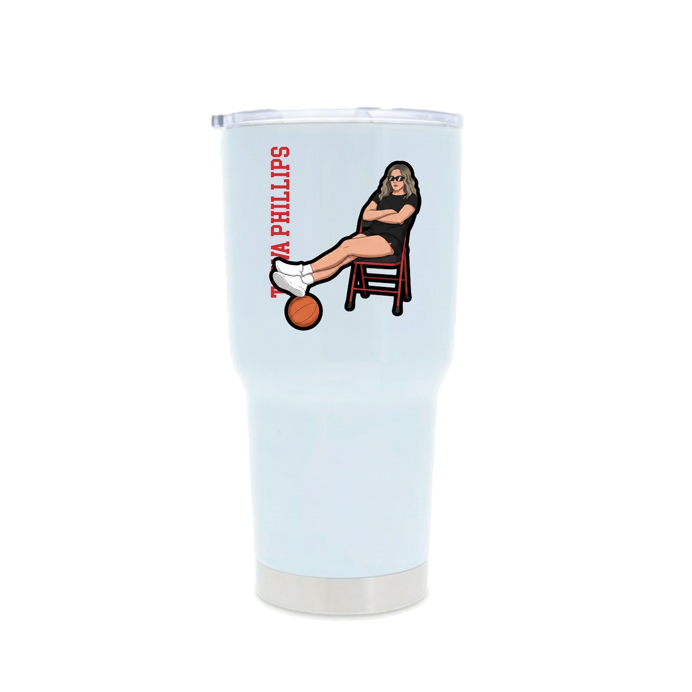 30oz Stainless Steel Tumbler — Name Vertical in White