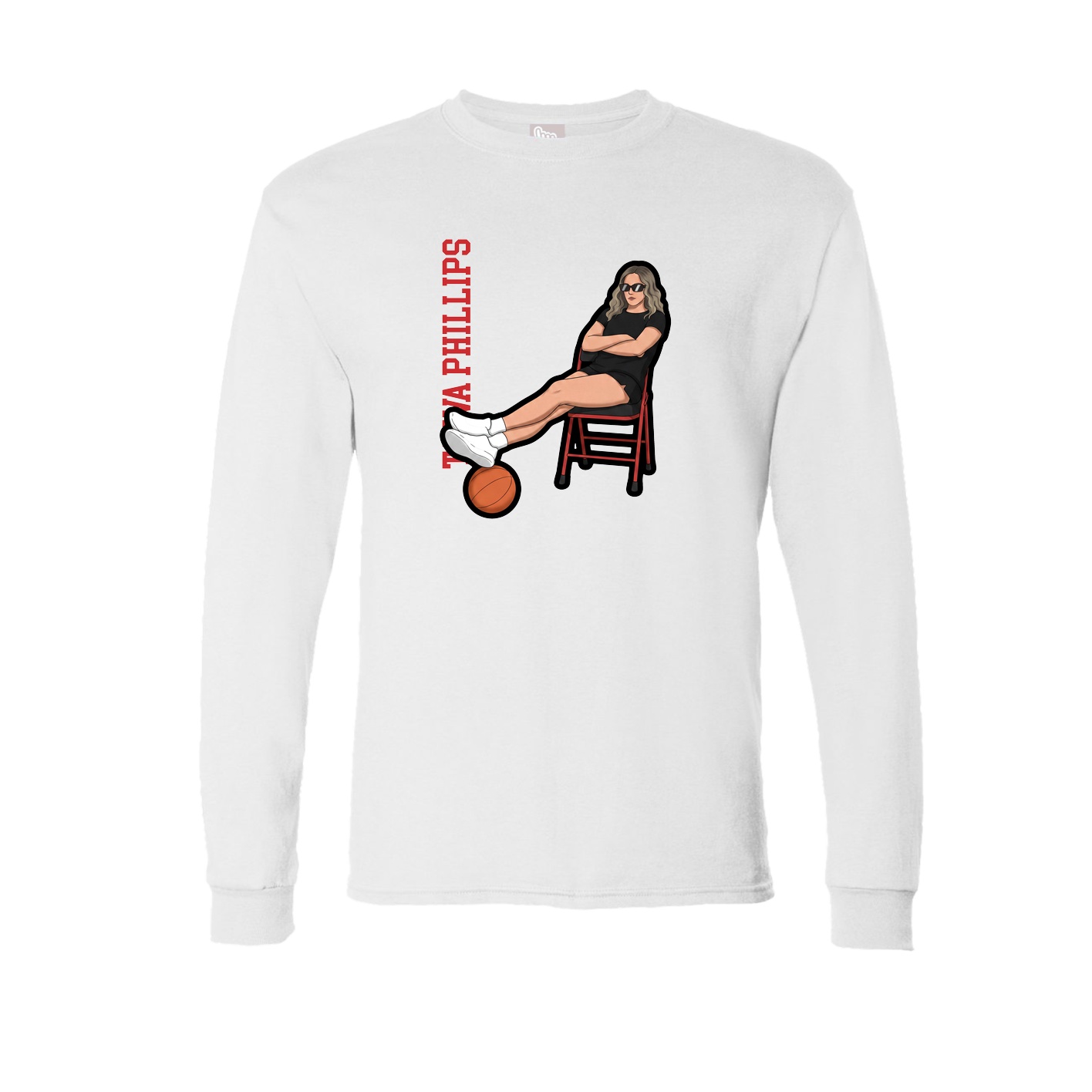 Long Sleeve Tee — Name Vertical in White