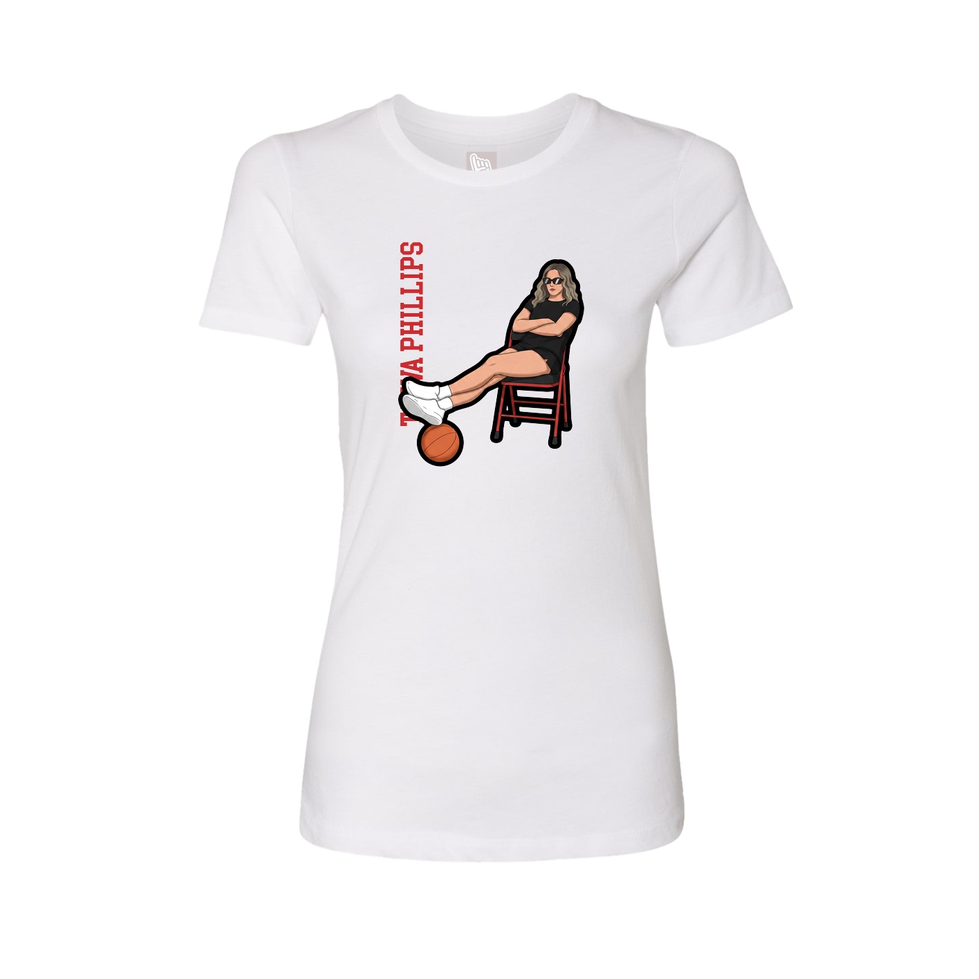 Womens Tee — Name Vertical in White