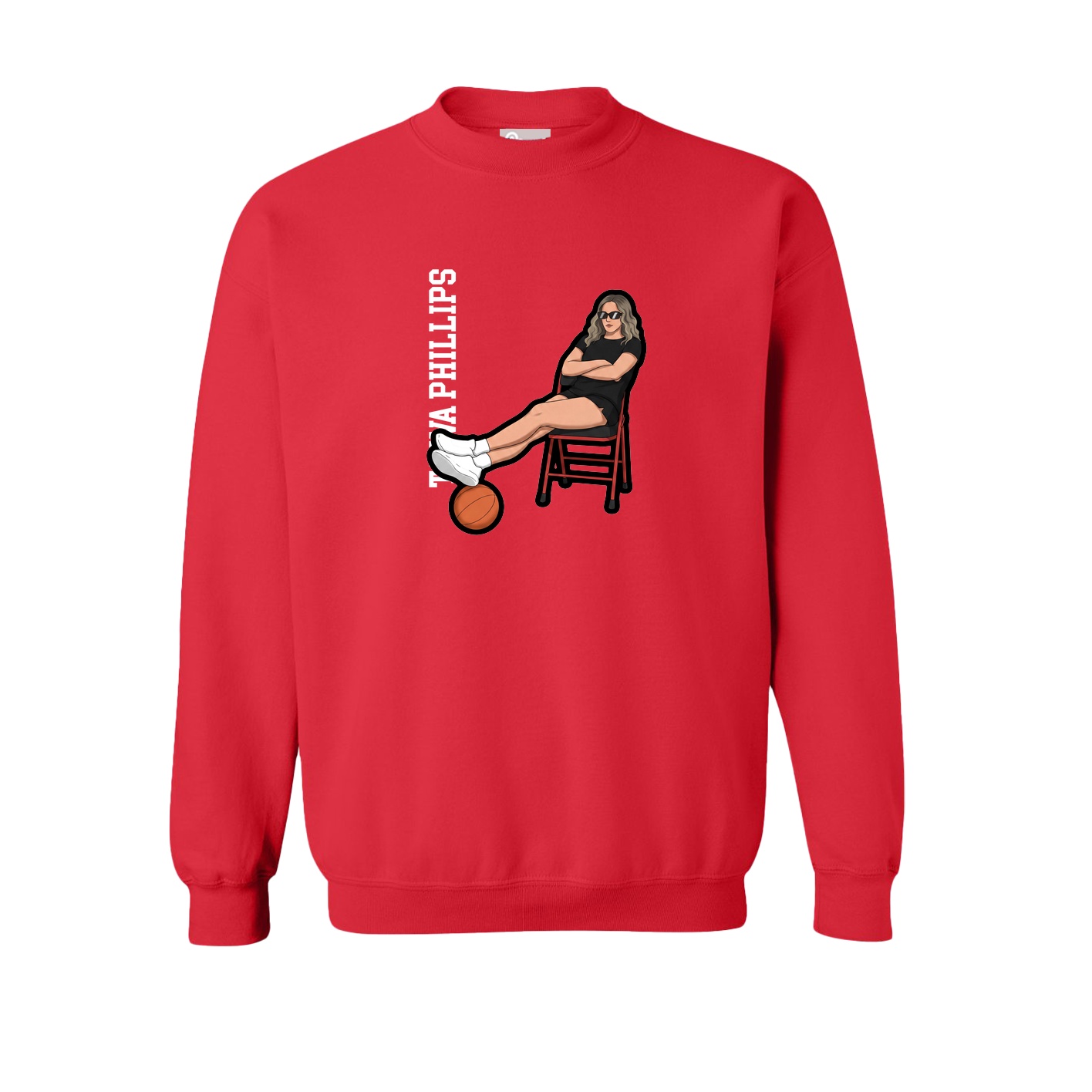 Fleece Crew — Name Vertical in Red