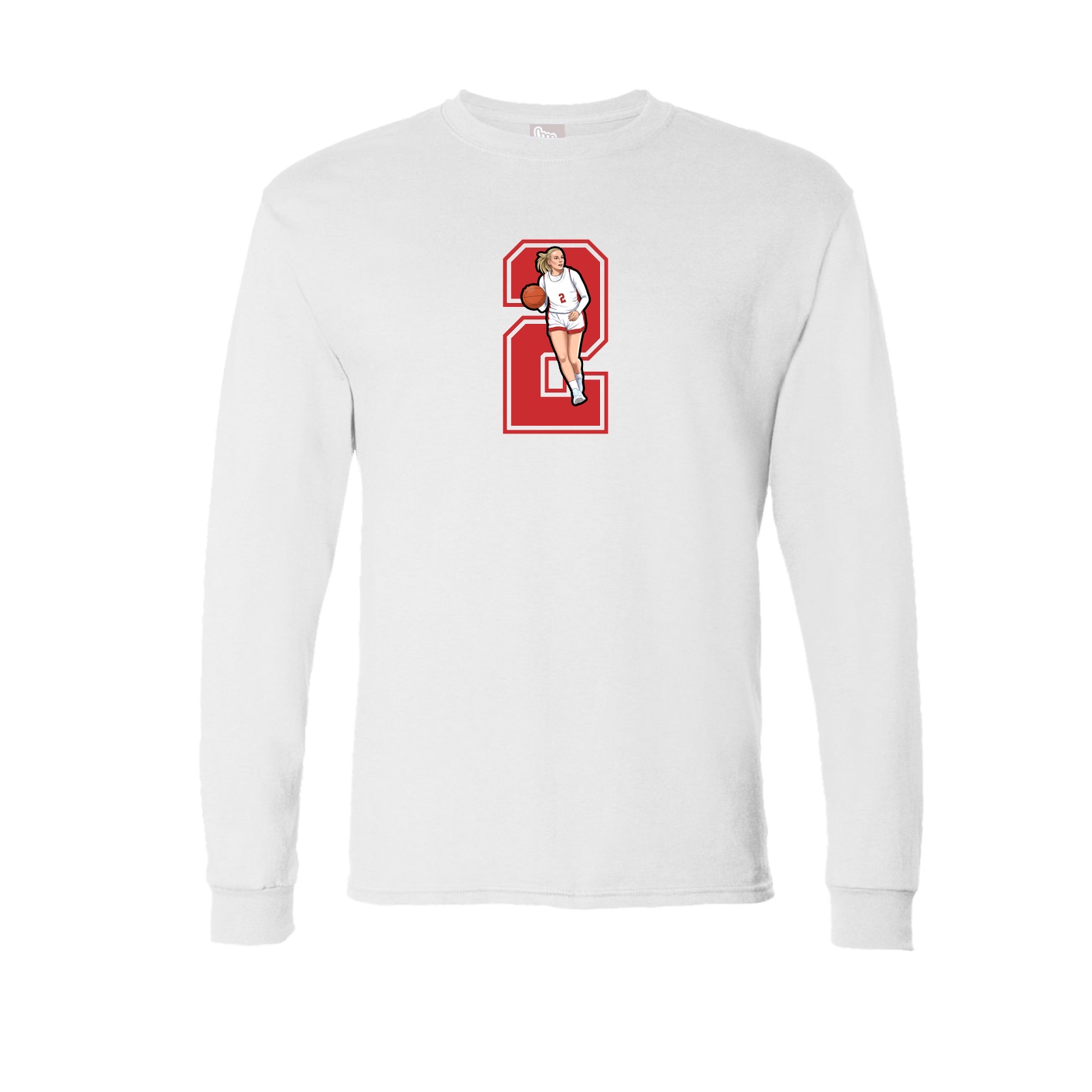 Long Sleeve Tee — Number in White