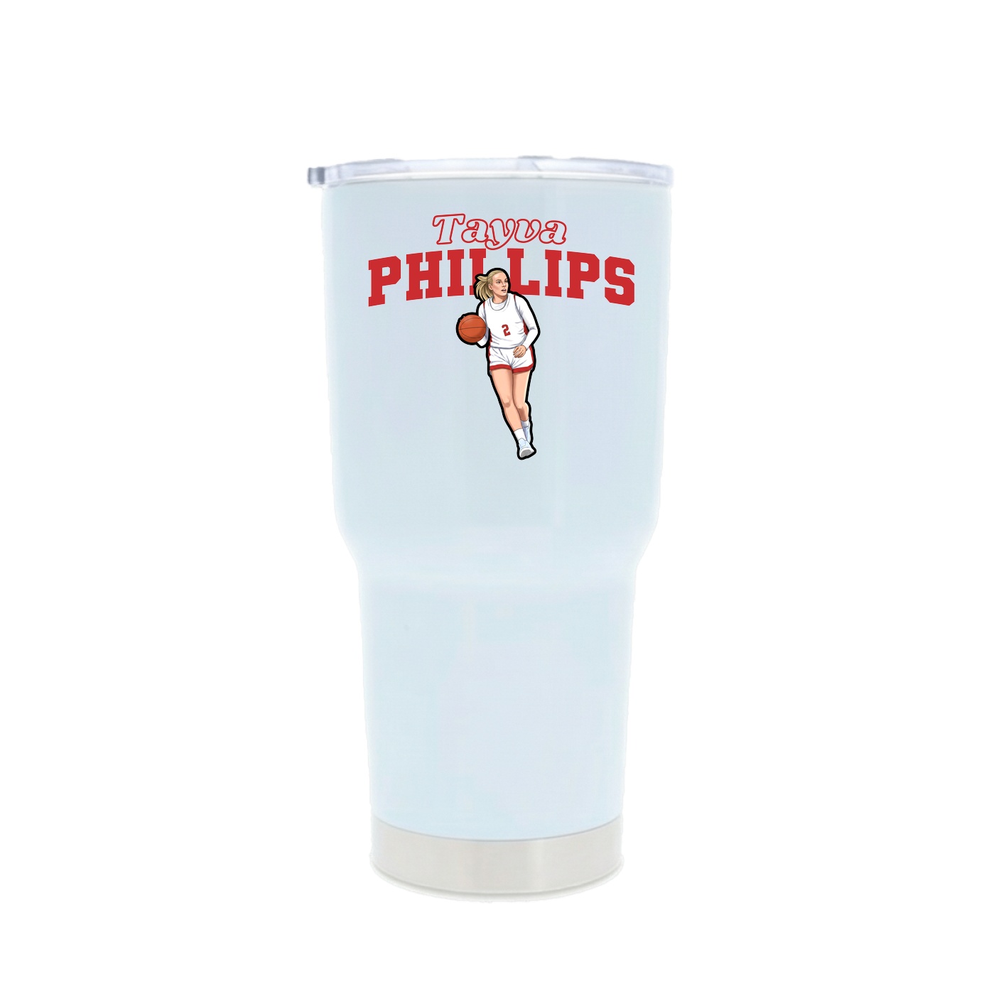 30oz Stainless Steel Tumbler — Name Arch in White