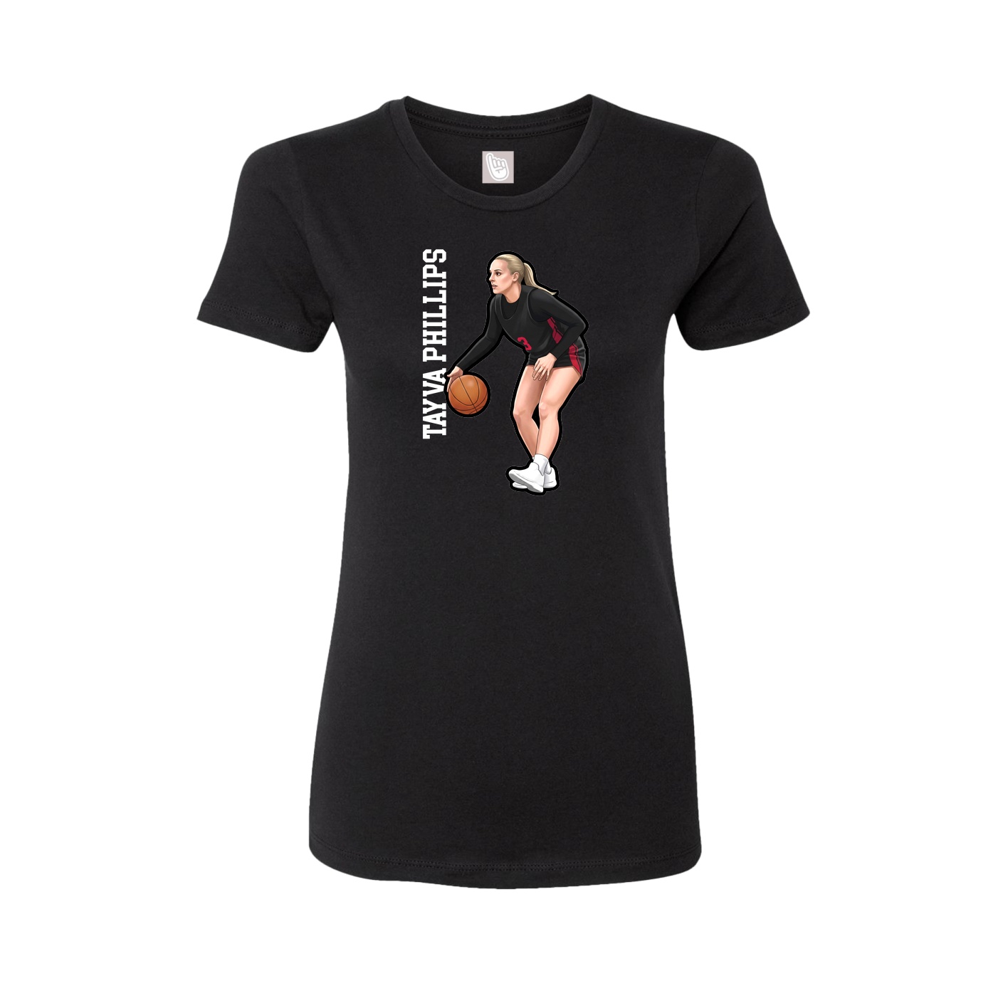 Womens Tee — Name Vertical in Black