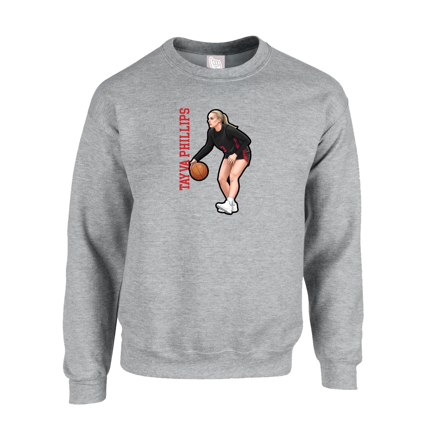 Fleece Crew — Name Vertical in Grey