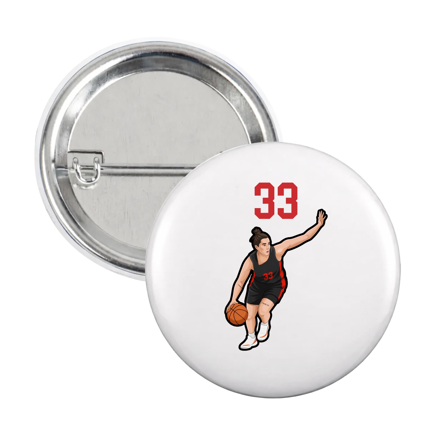 Game Day Button — Number Top in White