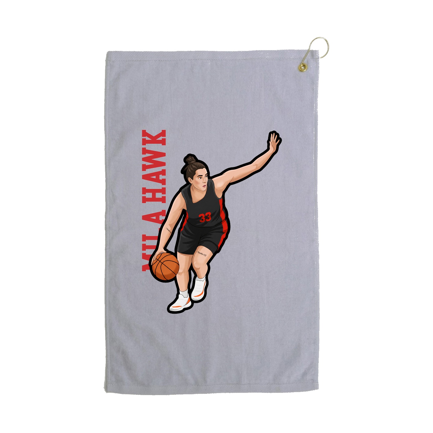 Golf Towel — Name Vertical in Grey