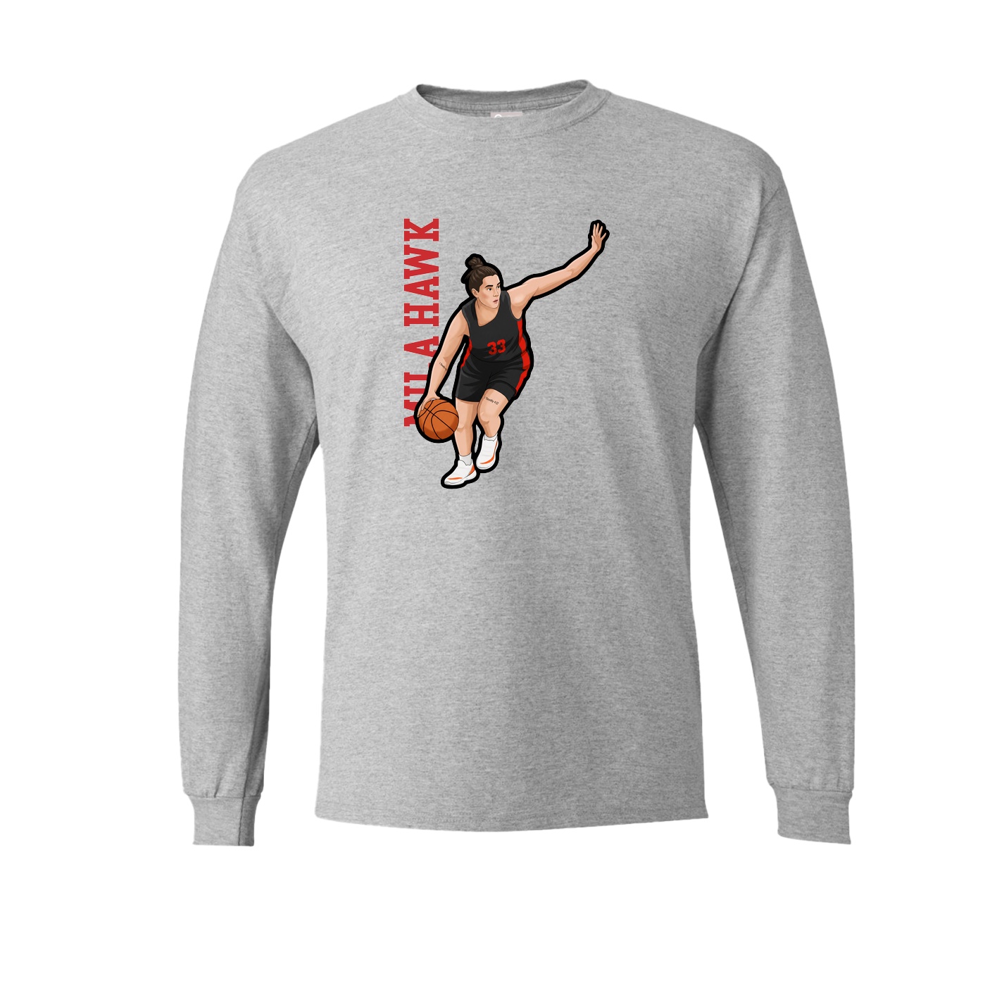 Long Sleeve Tee — Name Vertical in Grey