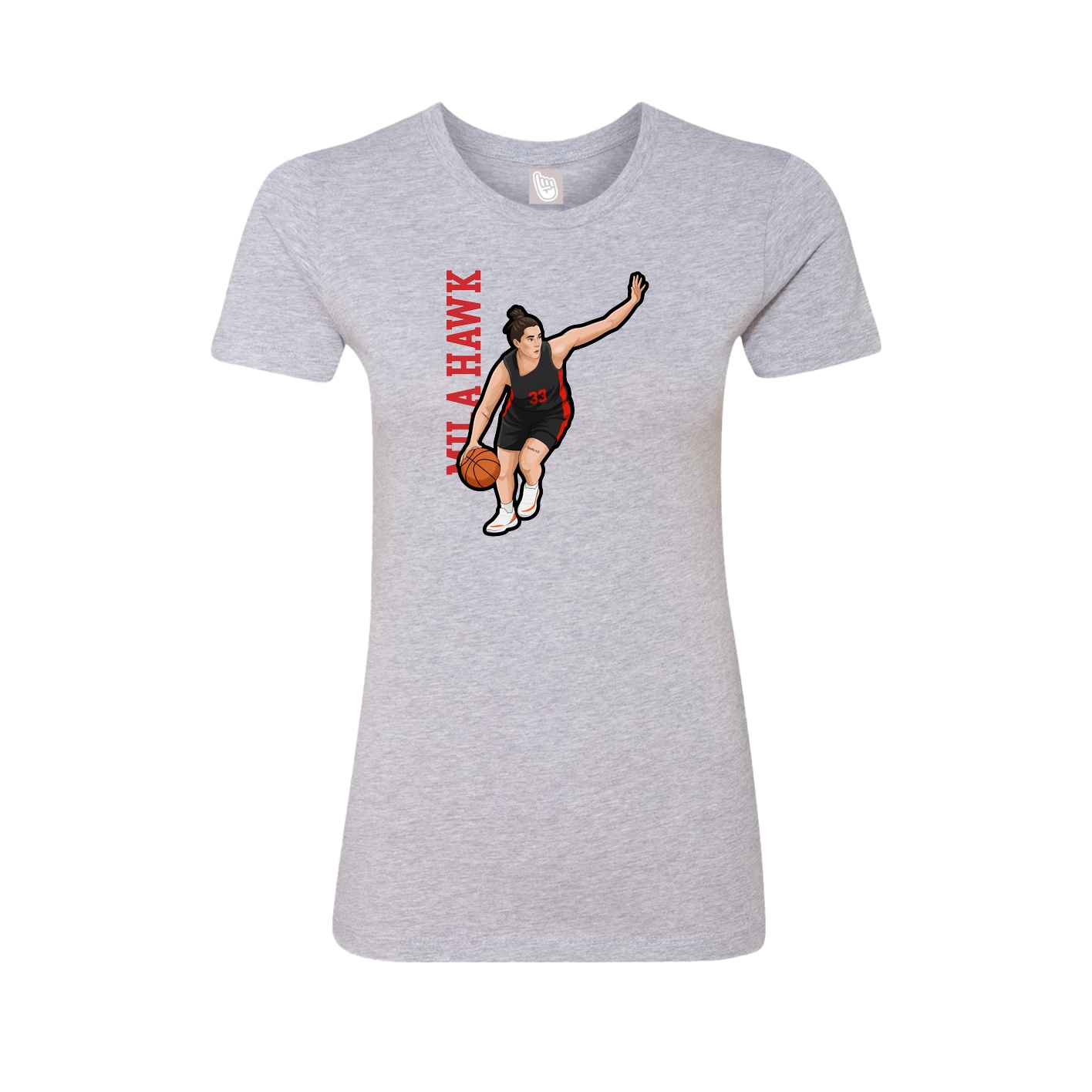 Fitted Women's Tee — Name Vertical in Grey