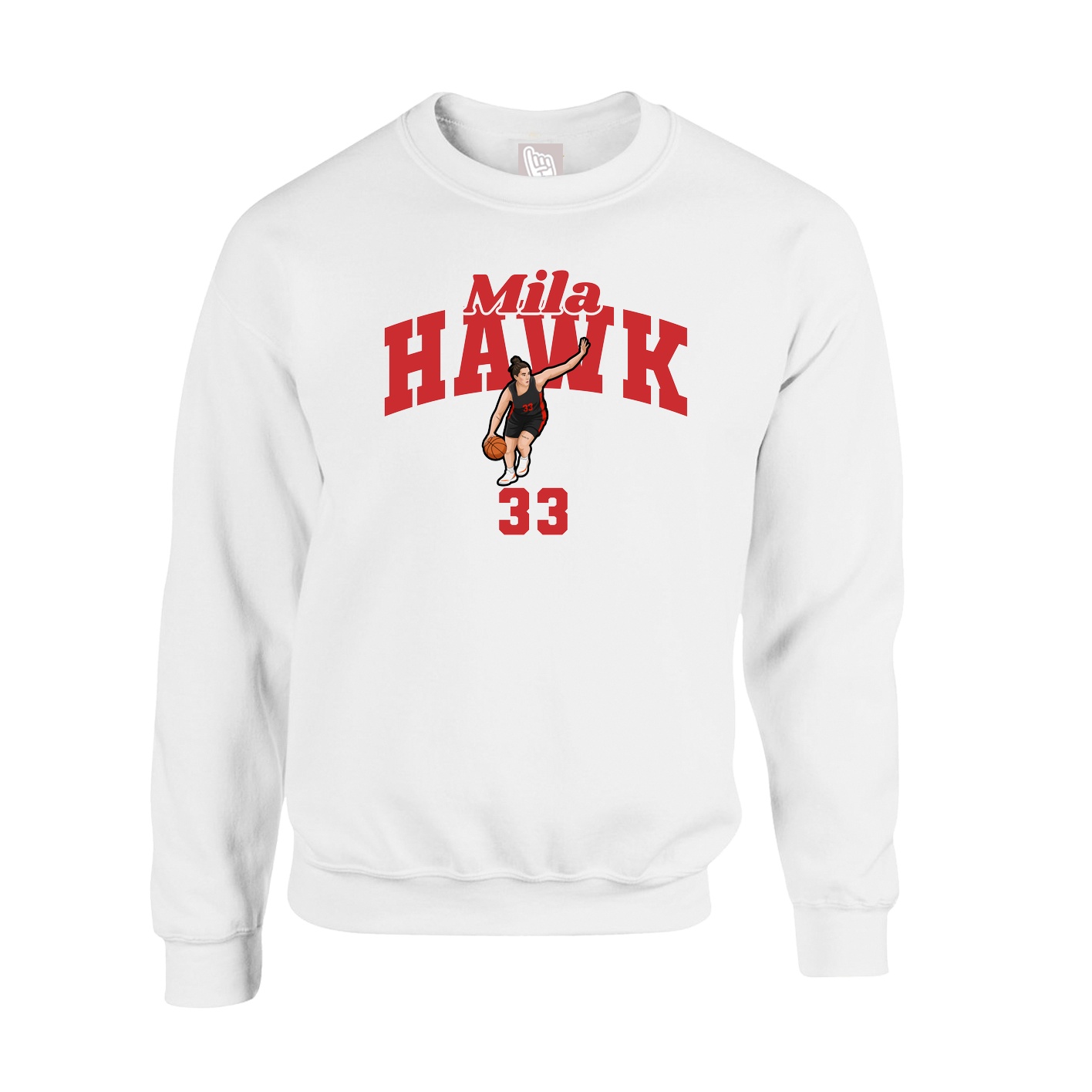 Fleece Crew — Signature Arch in White