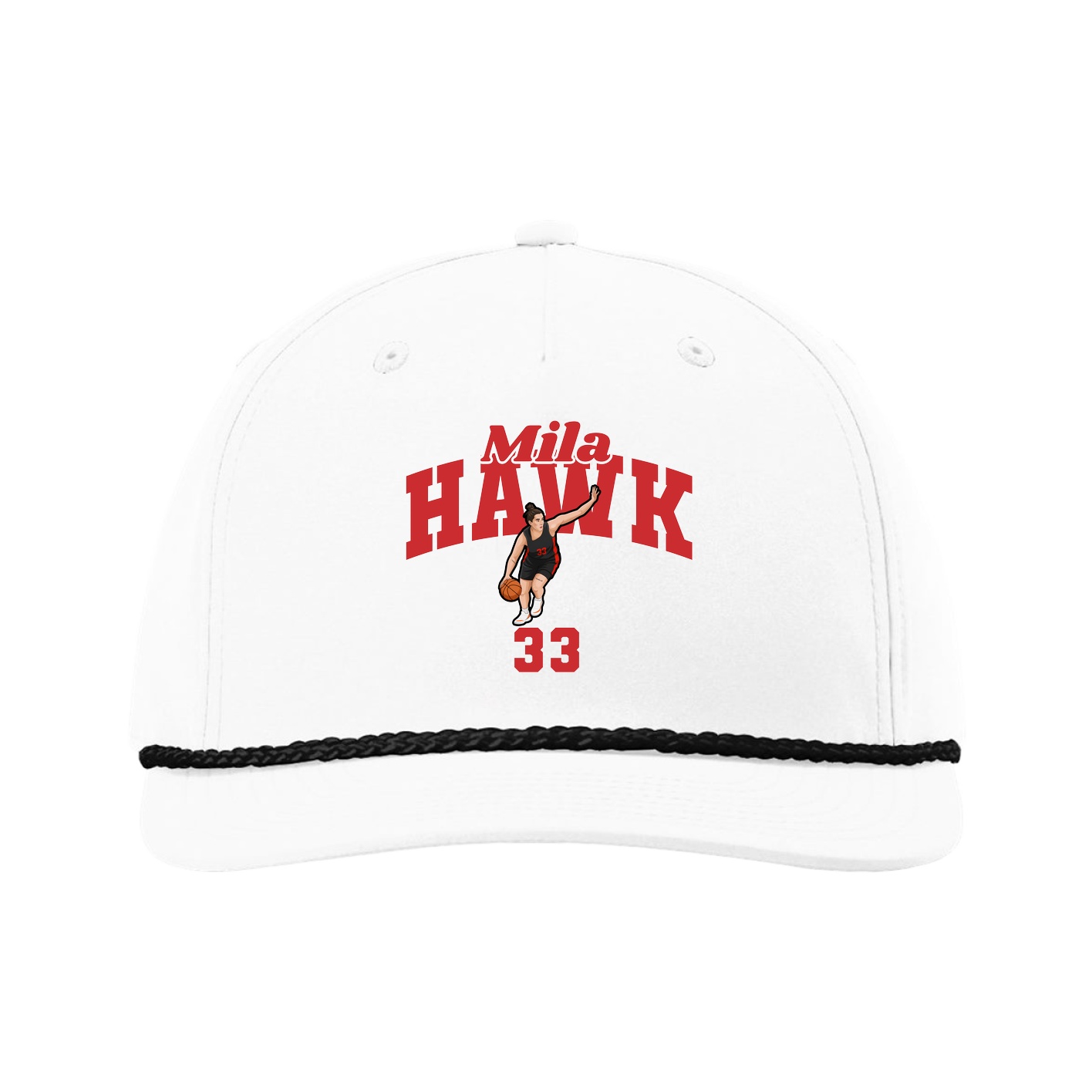 Five-Panel Classic Rope Cap — Signature Arch in White