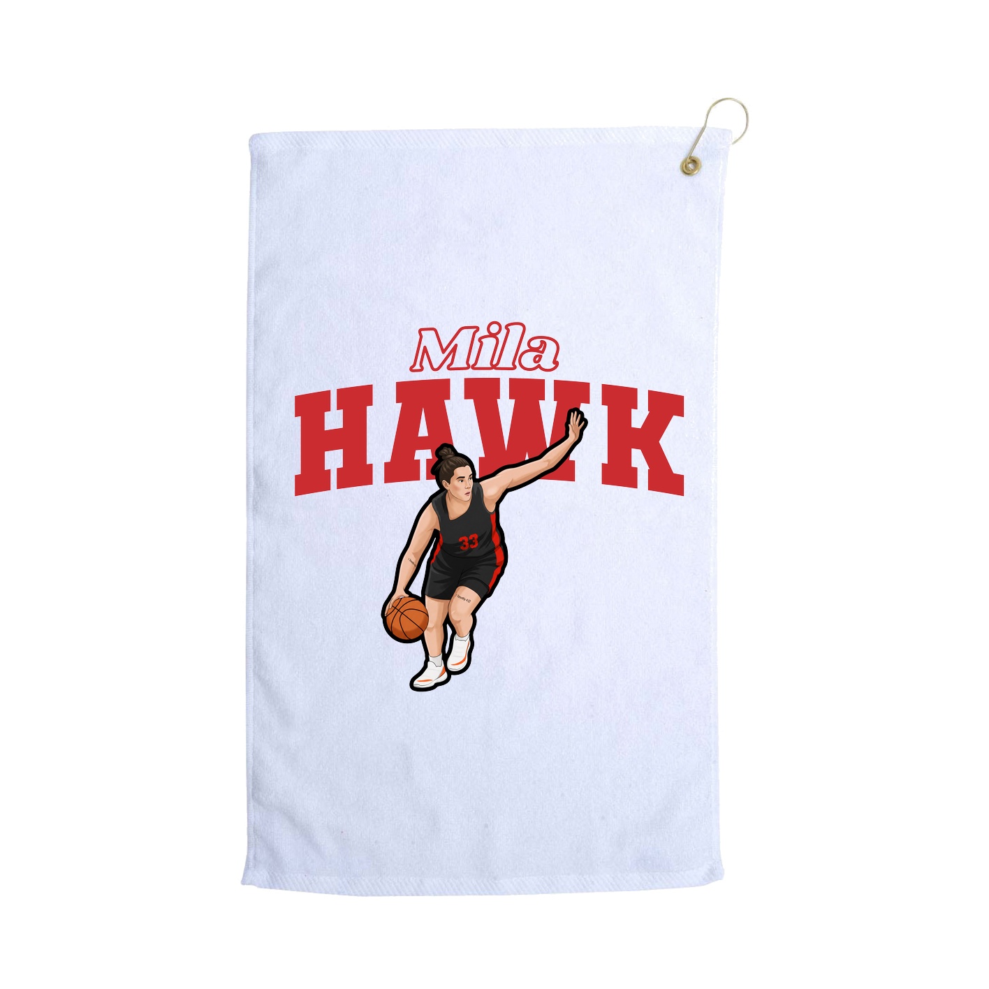 Golf Towel — Name Arch in White