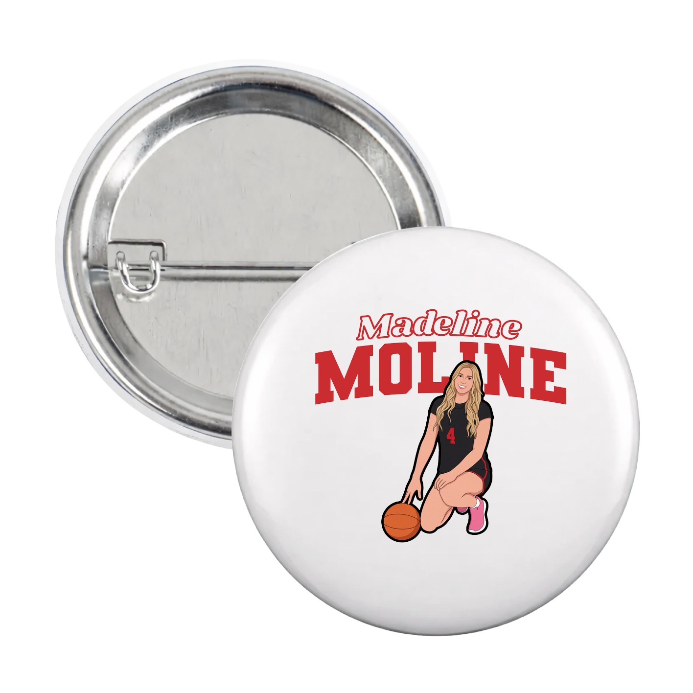 Game Day Button — Name Arch in White