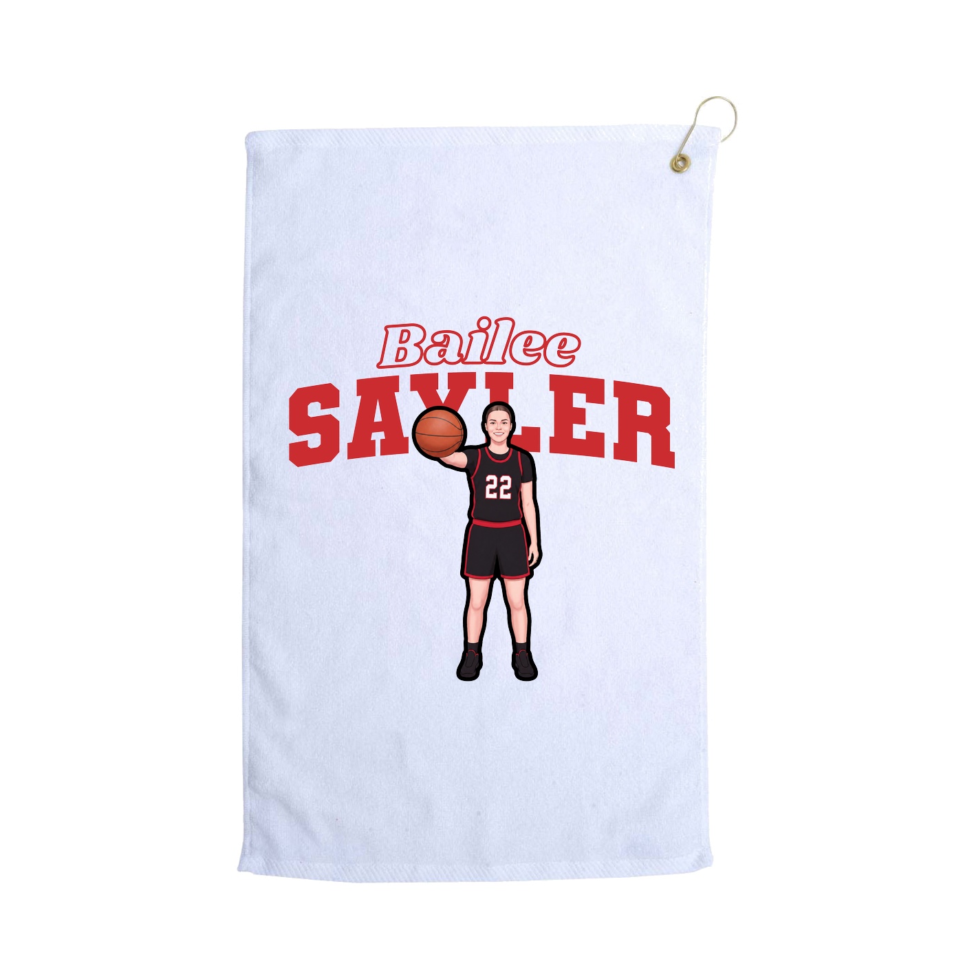 Golf Towel — Name Arch in White