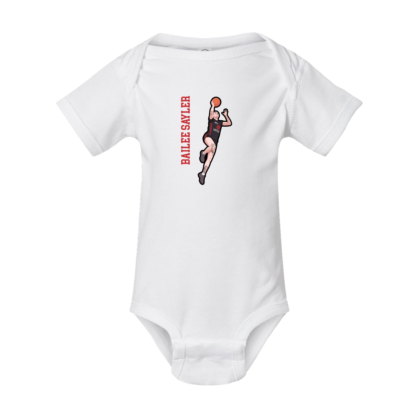 Baby Onesie — Name Vertical in White