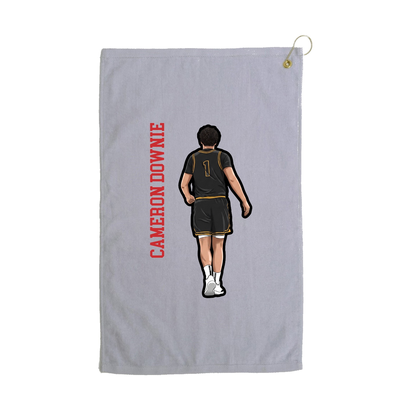 Golf Towel — Name Vertical in Grey