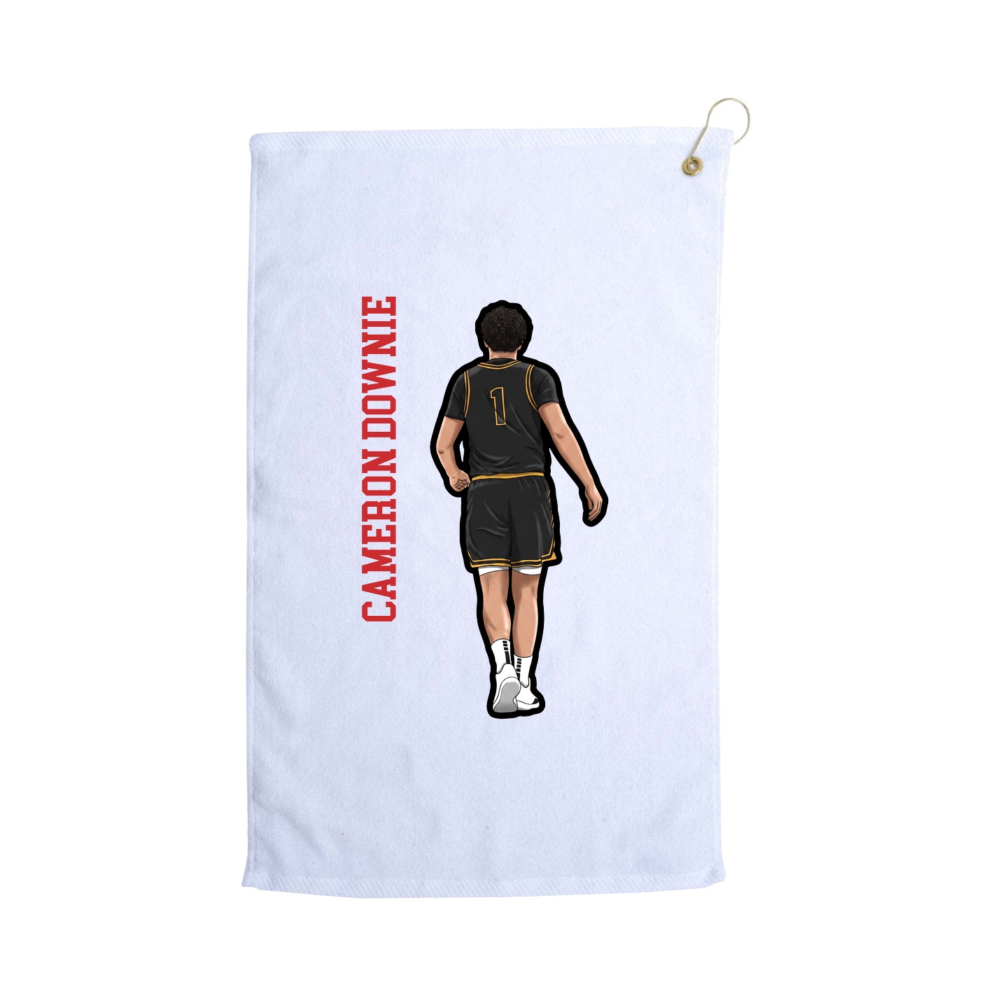 Golf Towel — Name Vertical in White
