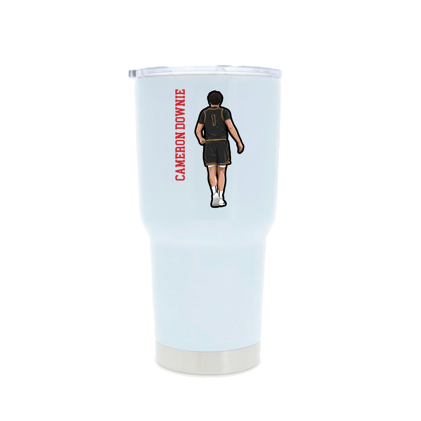 30oz Stainless Steel Tumbler — Name Vertical in White