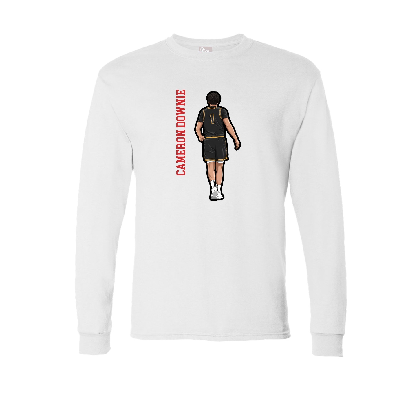 Long Sleeve Tee — Name Vertical in White