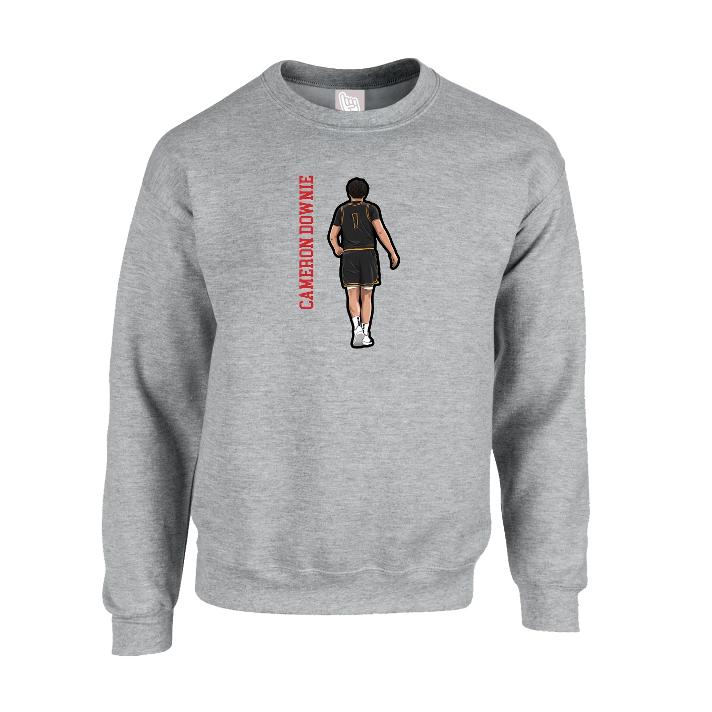 Fleece Crew — Name Vertical in Grey