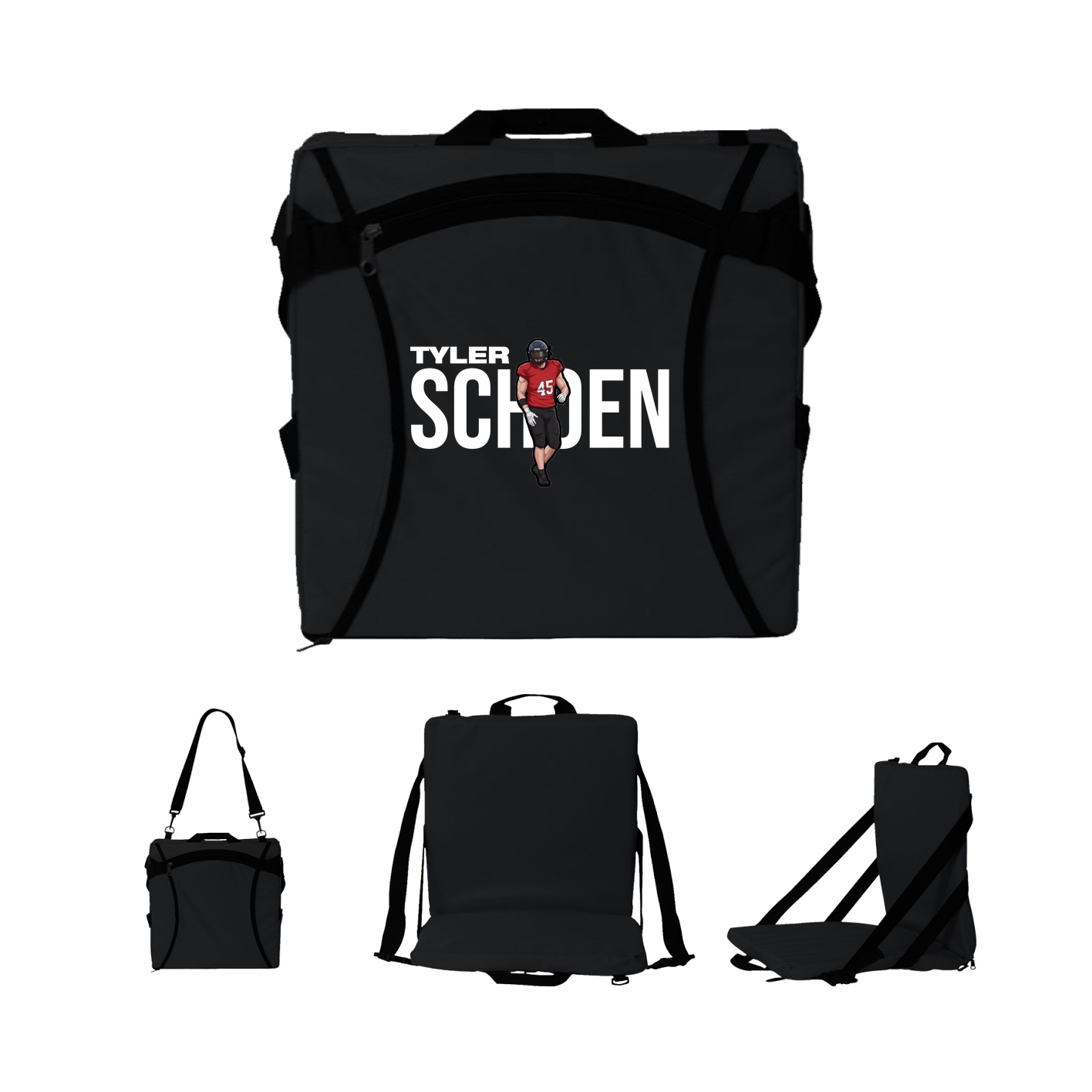 Folding Stadium Seat — Player Name in Black