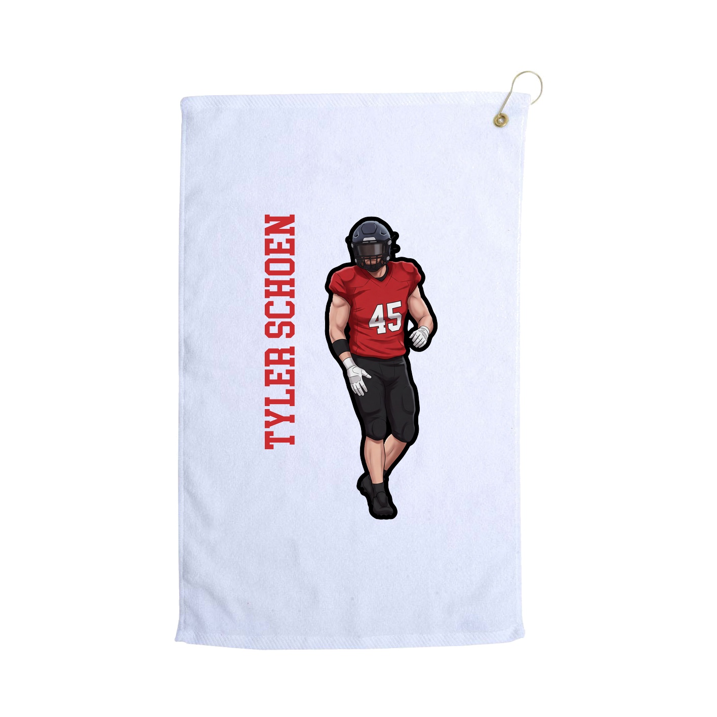 Golf Towel — Name Vertical in White