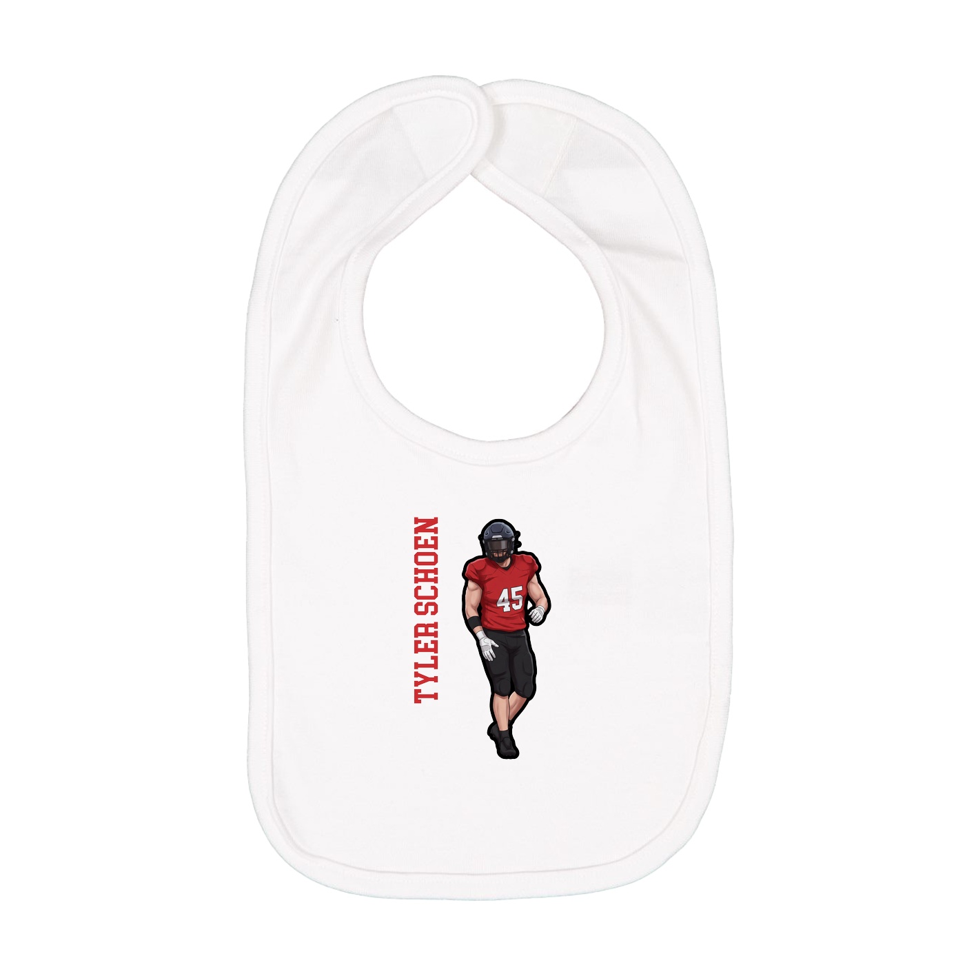 Infant Bib — Name Vertical in White