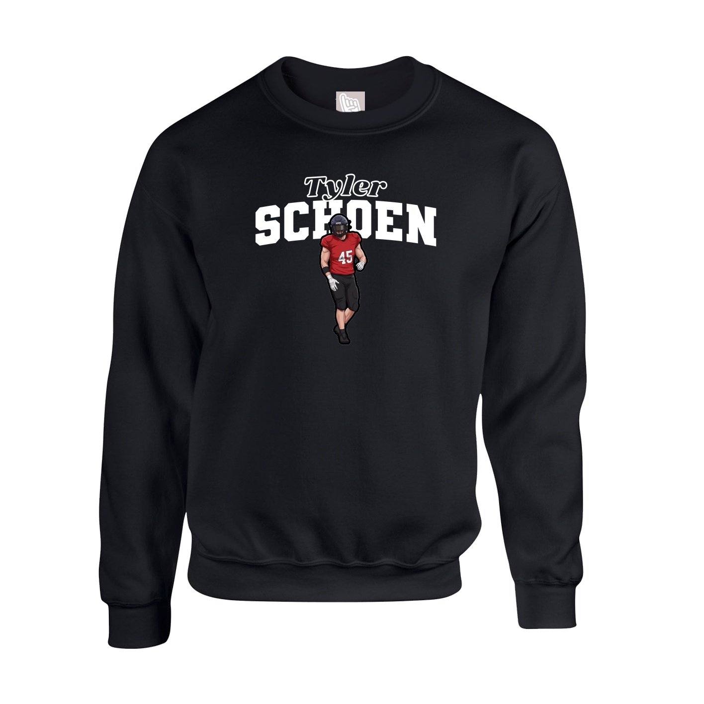 Fleece Crew — Name Arch in Black