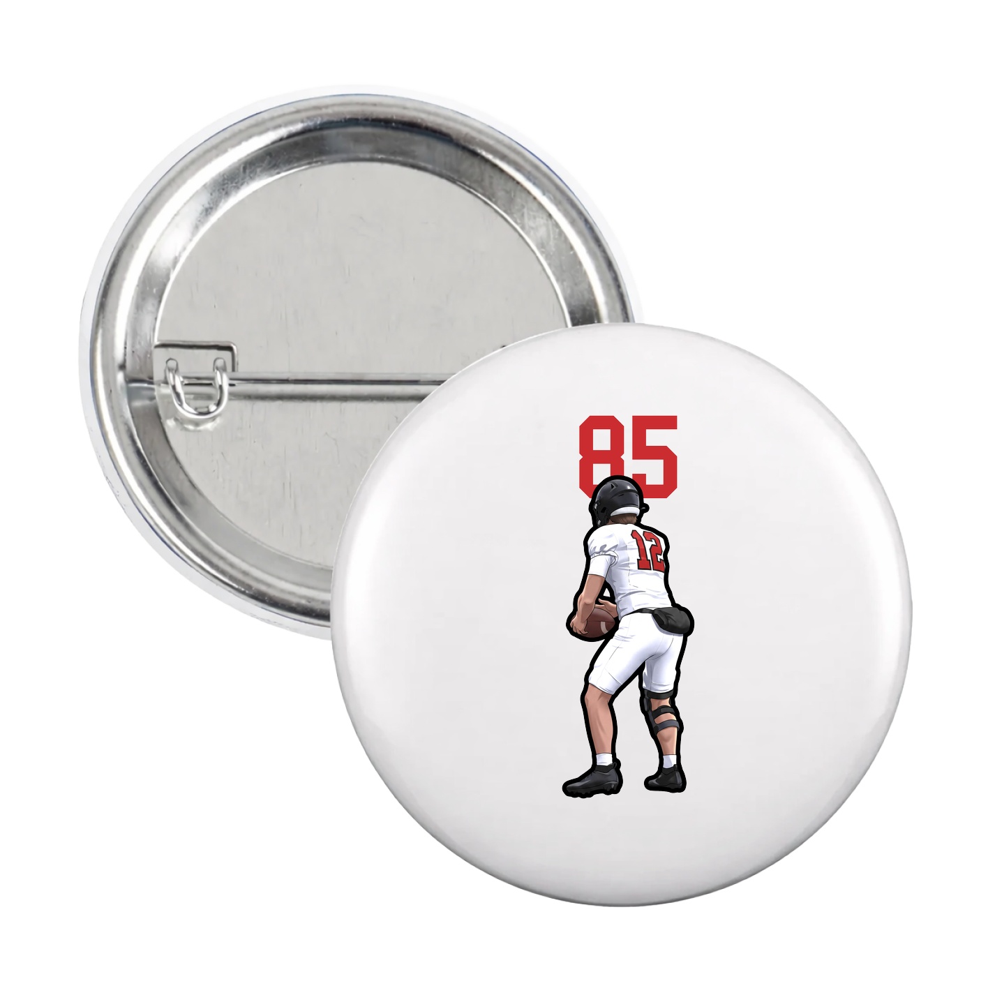 Game Day Button — Number Top in White