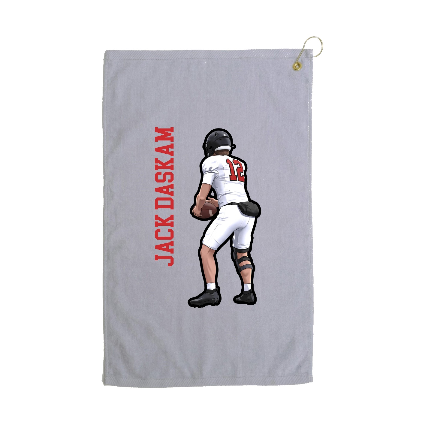 Golf Towel — Name Vertical in Grey