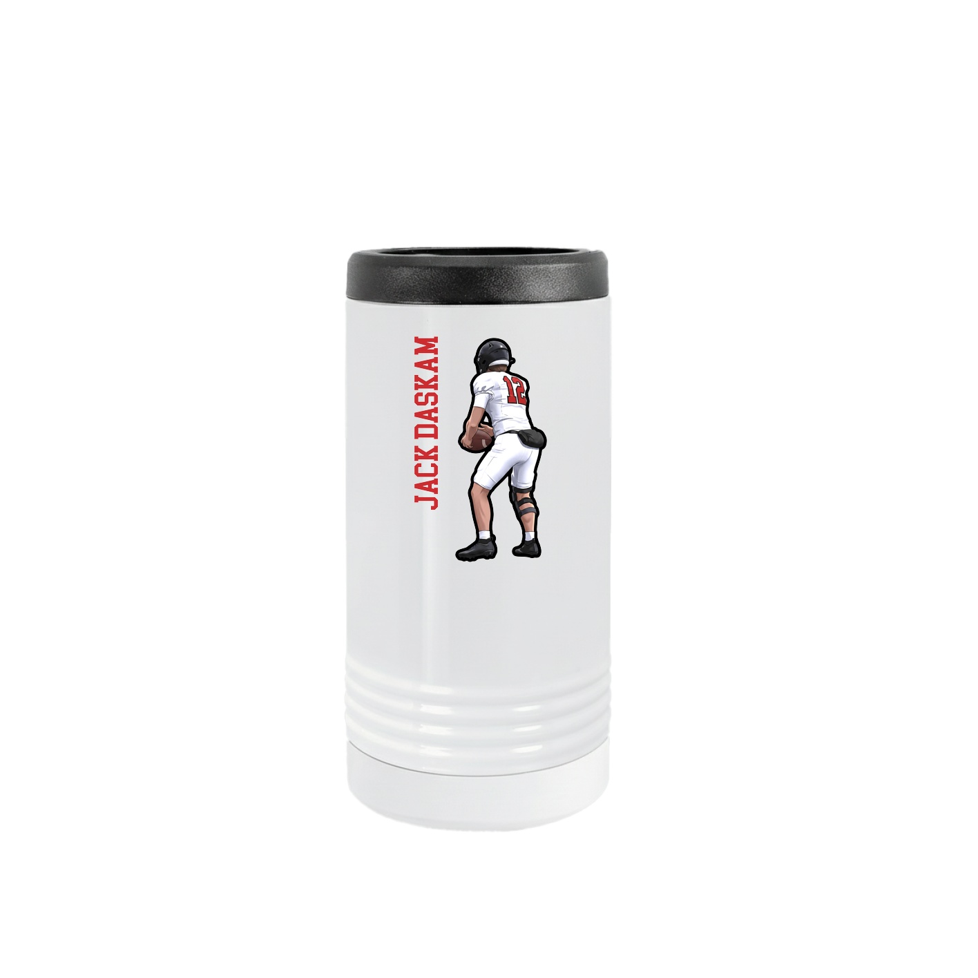 Slim Beverage Holder — Name Vertical in White