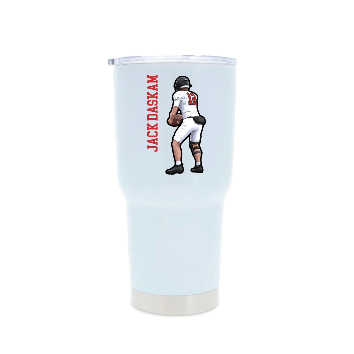 30oz Stainless Steel Tumbler — Name Vertical in White