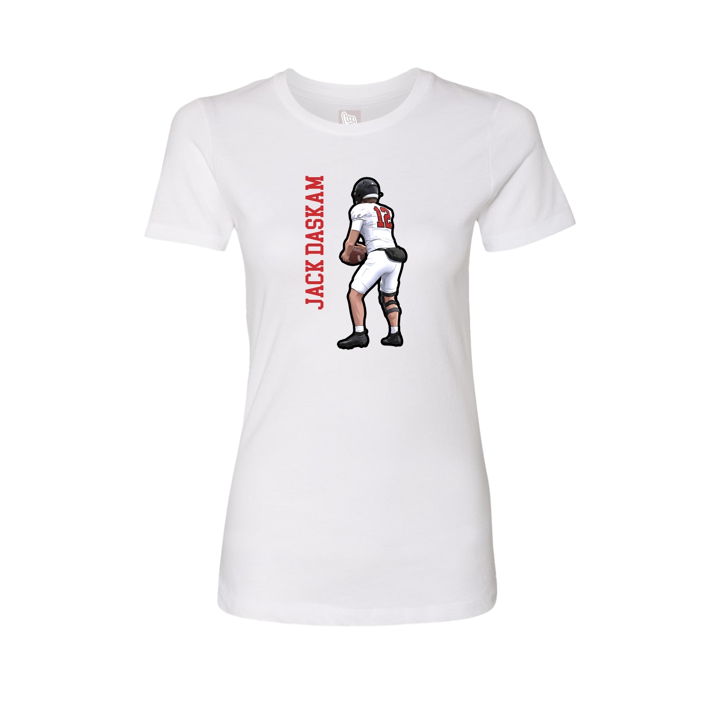 Fitted Women's Tee — Name Vertical in White