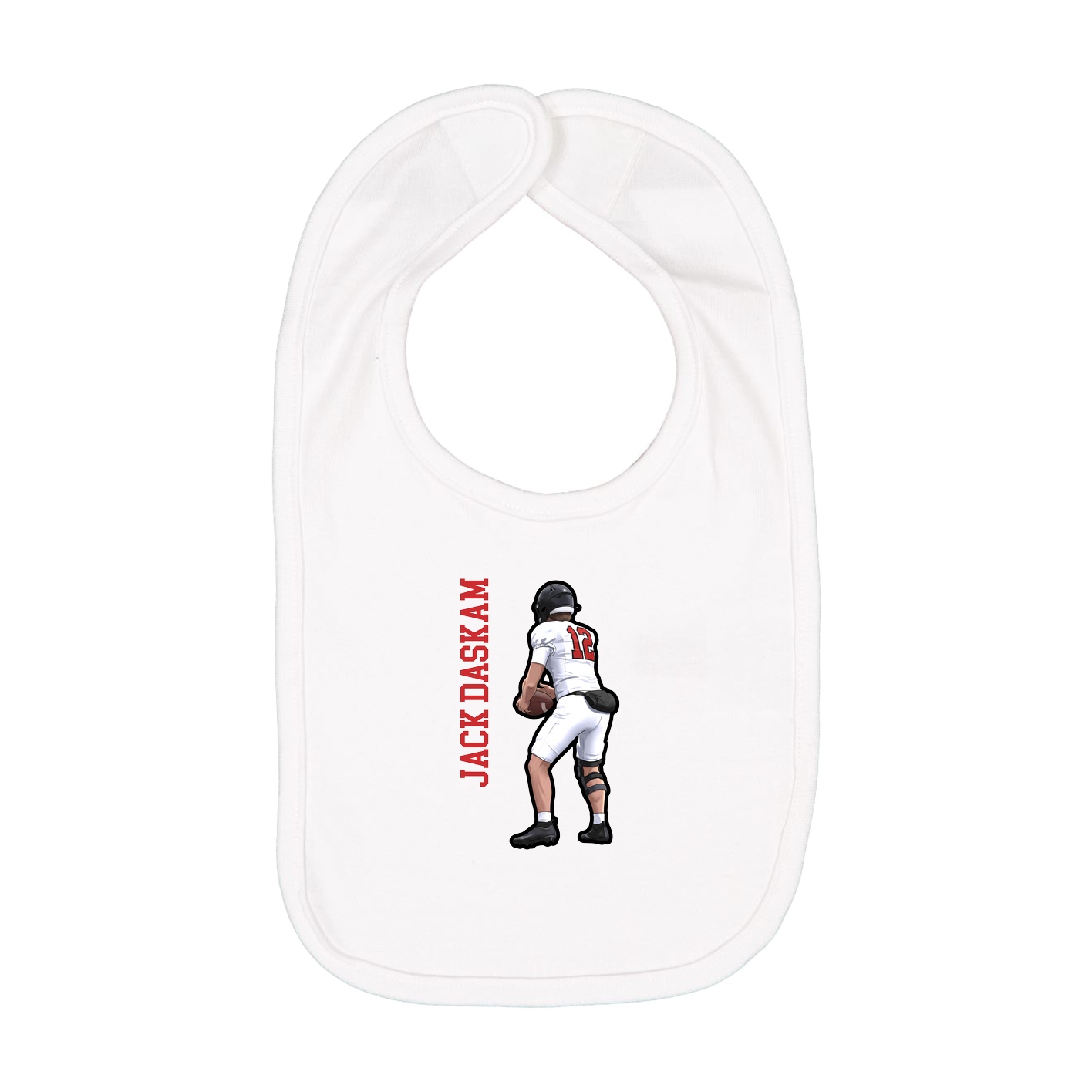 Infant Bib — Name Vertical in White