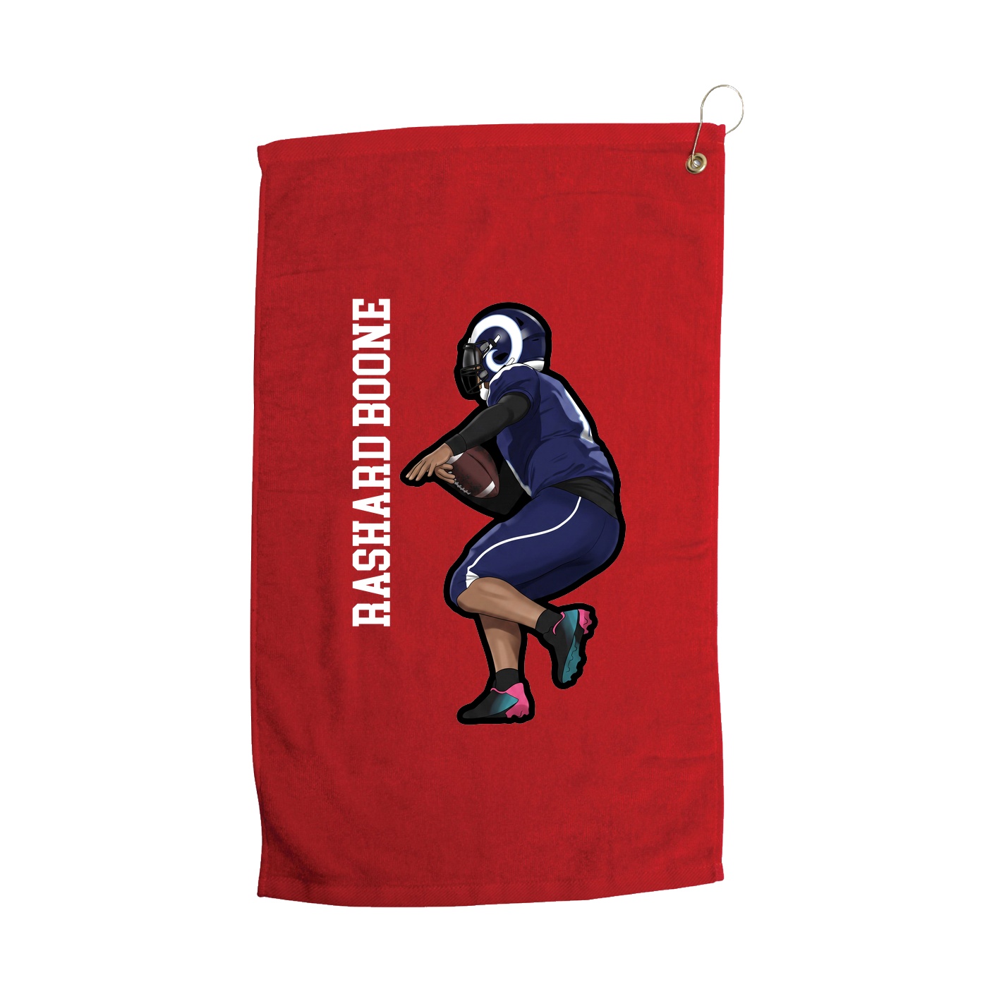 Golf Towel — Name Vertical in Red