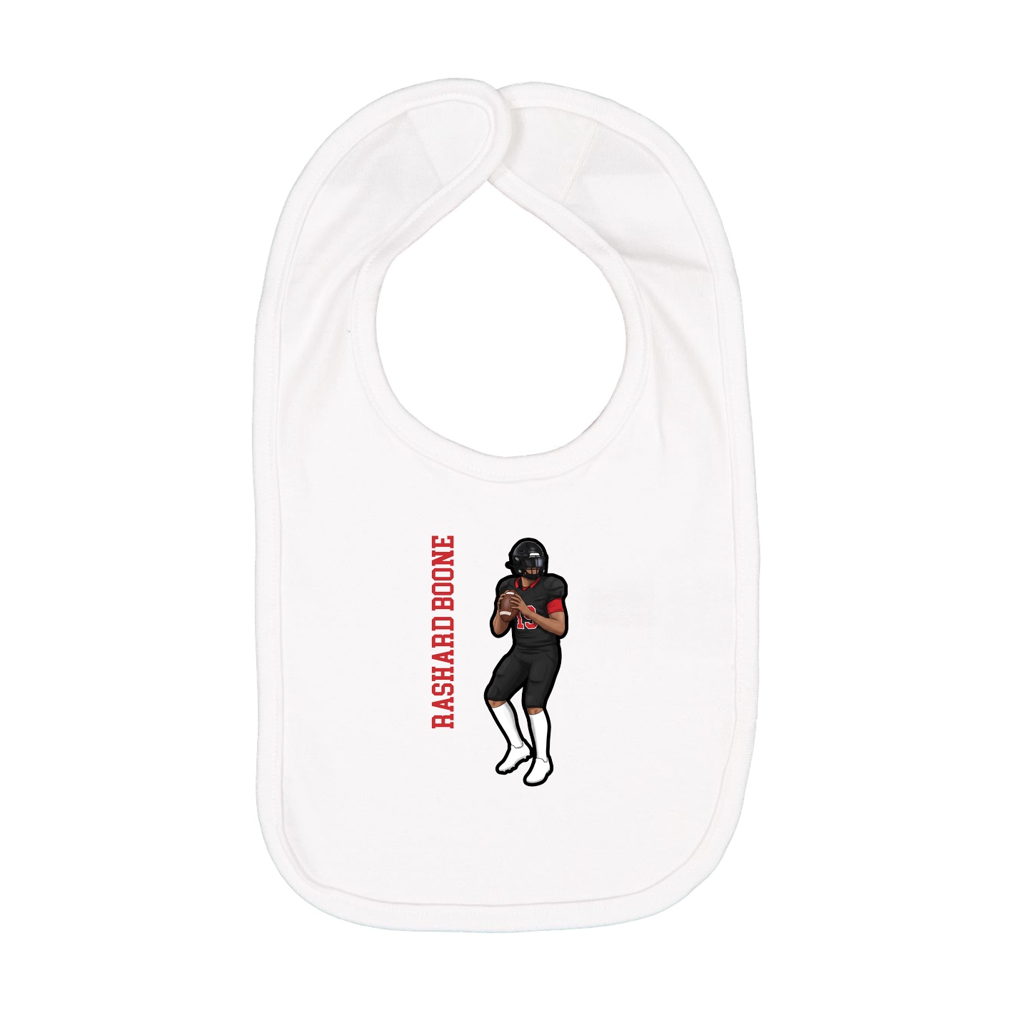 Infant Bib — Name Vertical in White