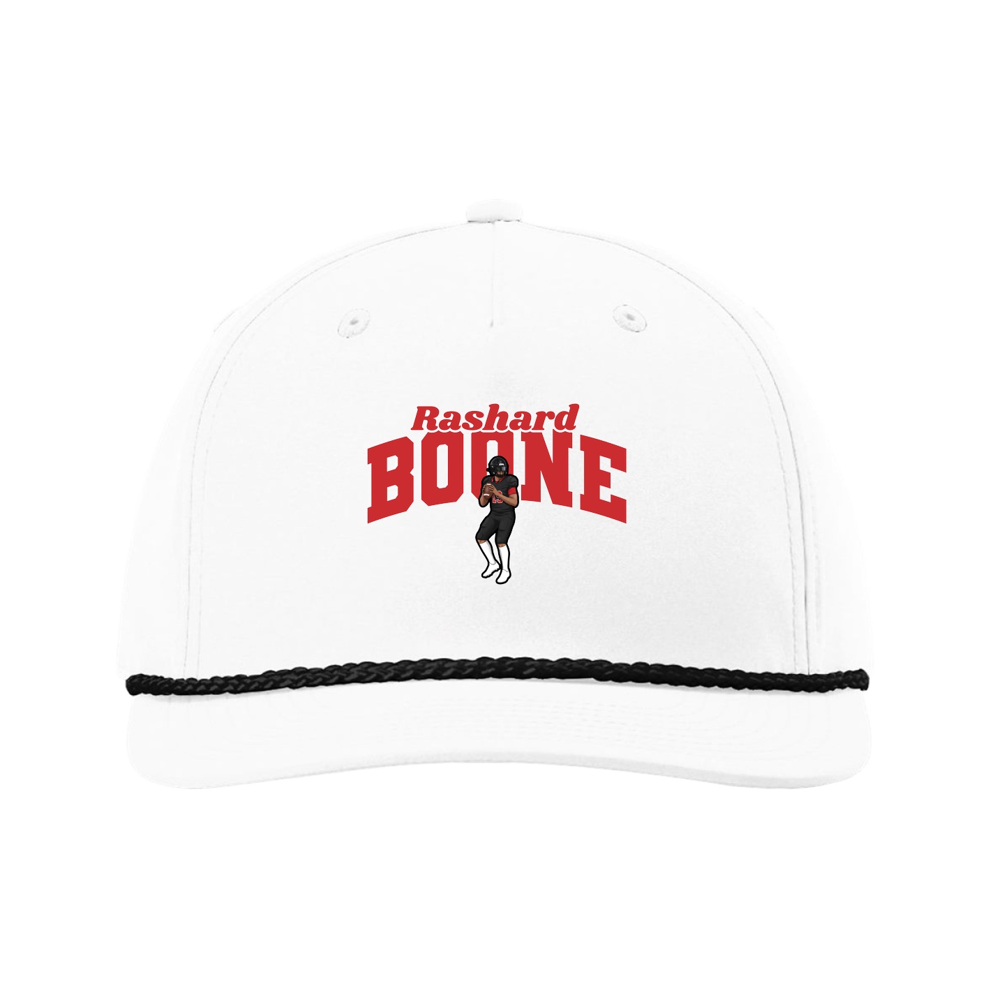 Five-Panel Classic Rope Cap — Signature Arch in White