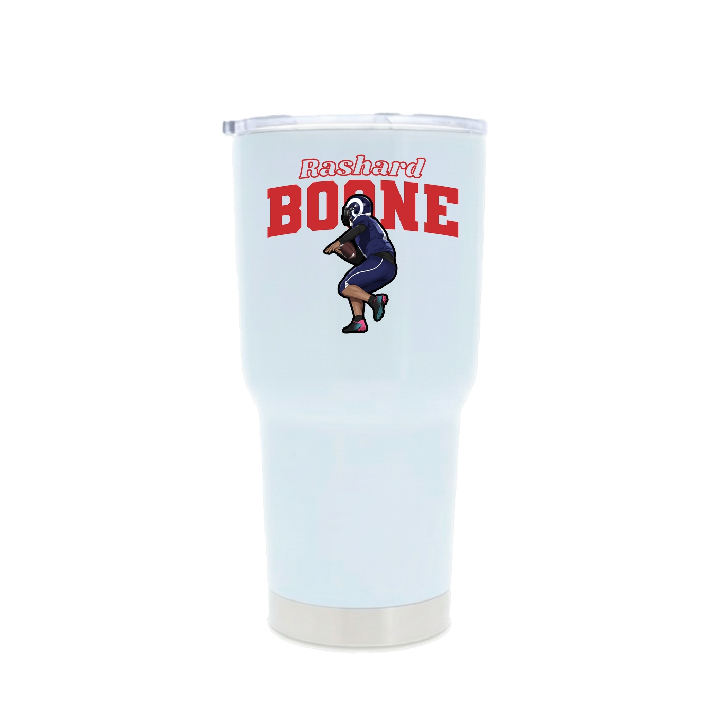 30oz Stainless Steel Tumbler — Name Arch in White