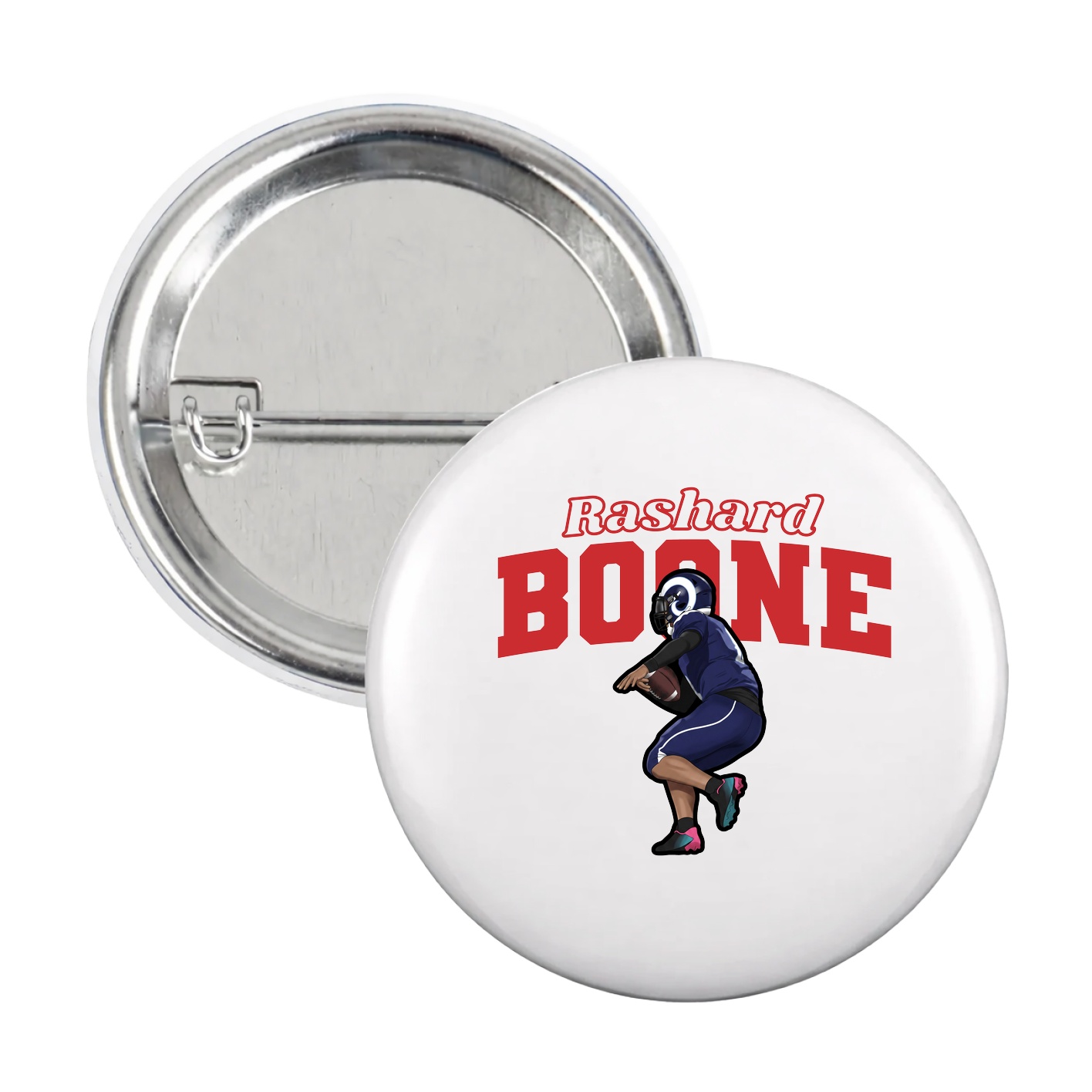 Game Day Button — Name Arch in White