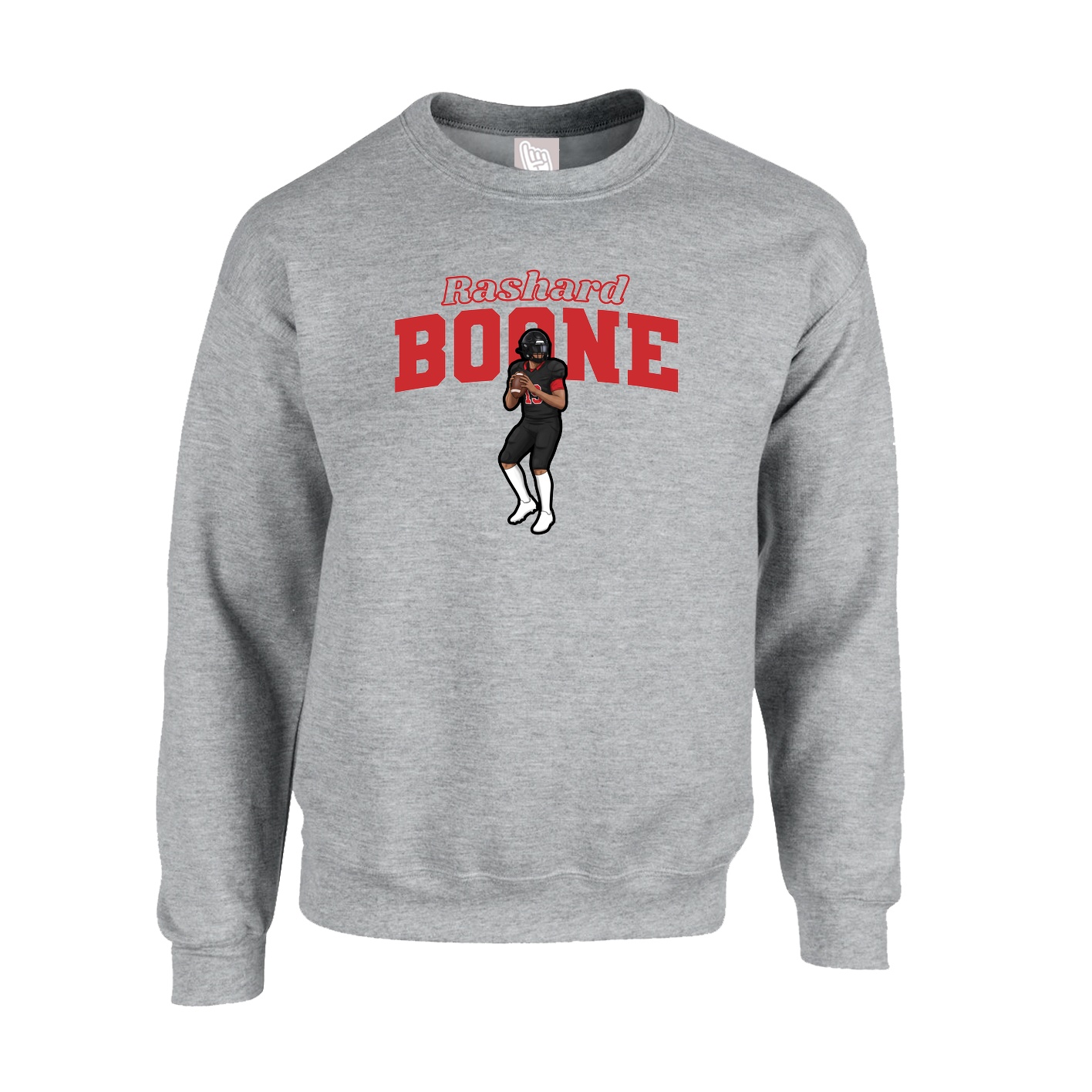 Fleece Crew — Name Arch in Grey