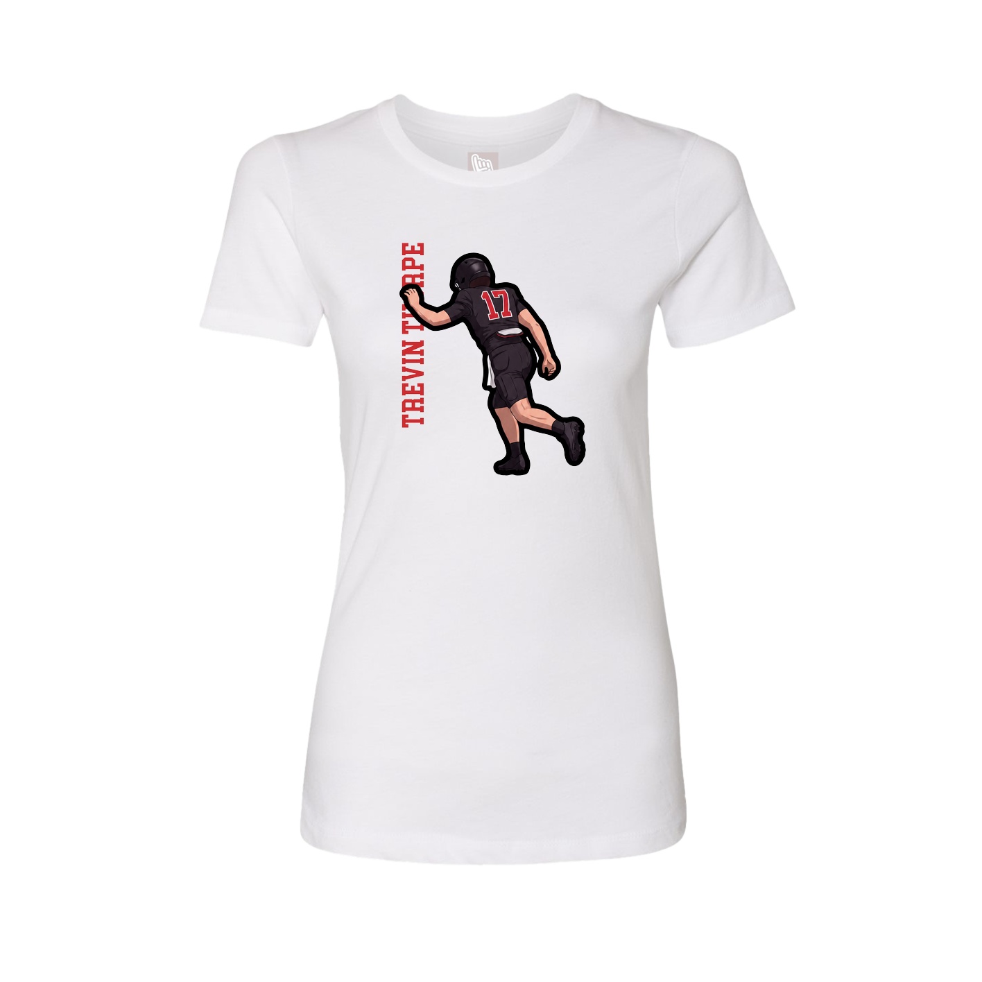 Fitted Women's Tee — Name Vertical in White