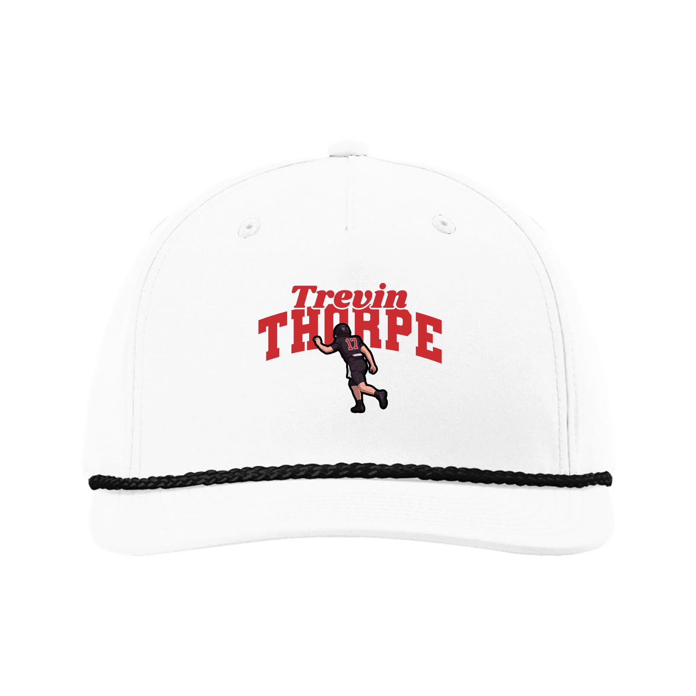 Five-Panel Classic Rope Cap — Signature Arch in White