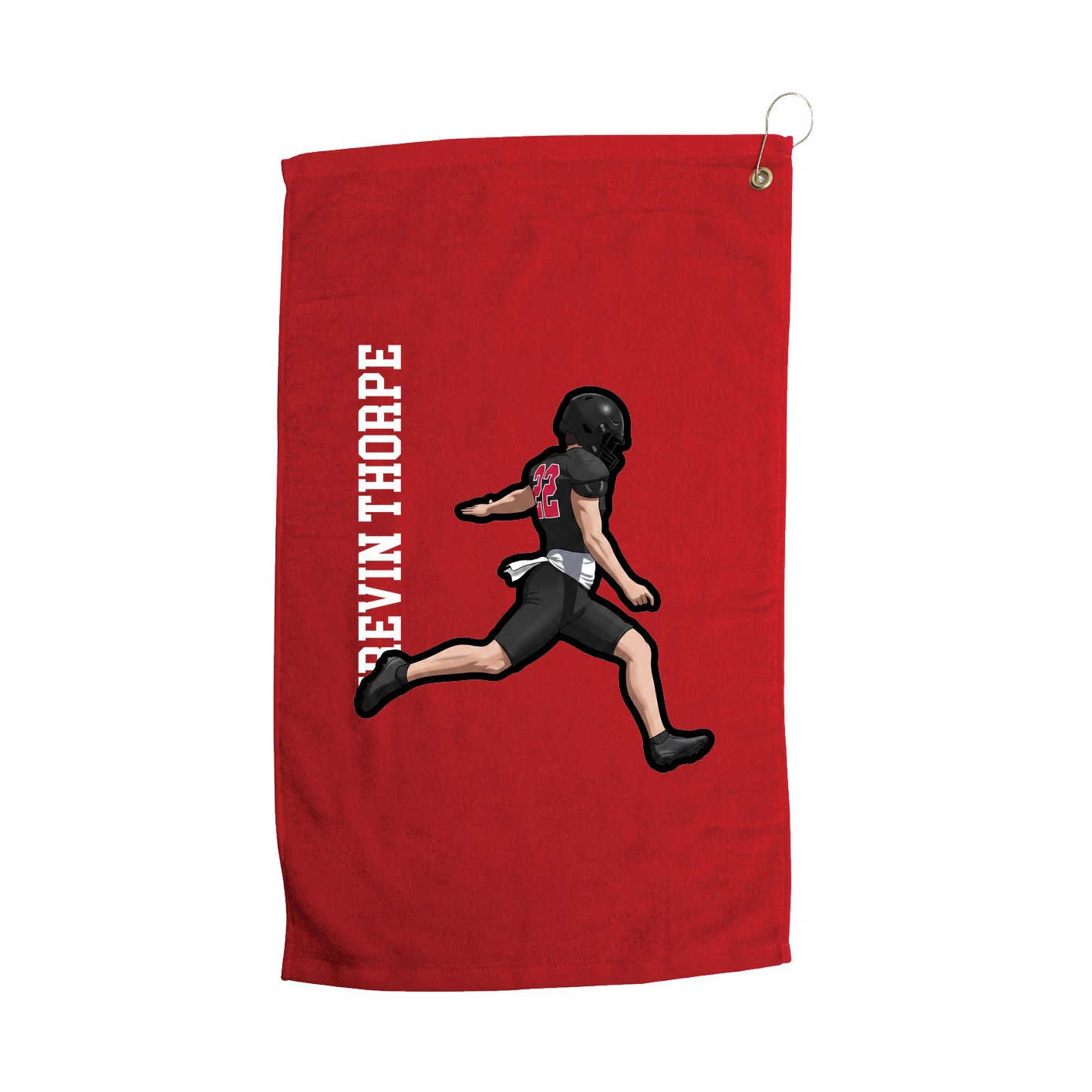 Golf Towel — Name Vertical in Red