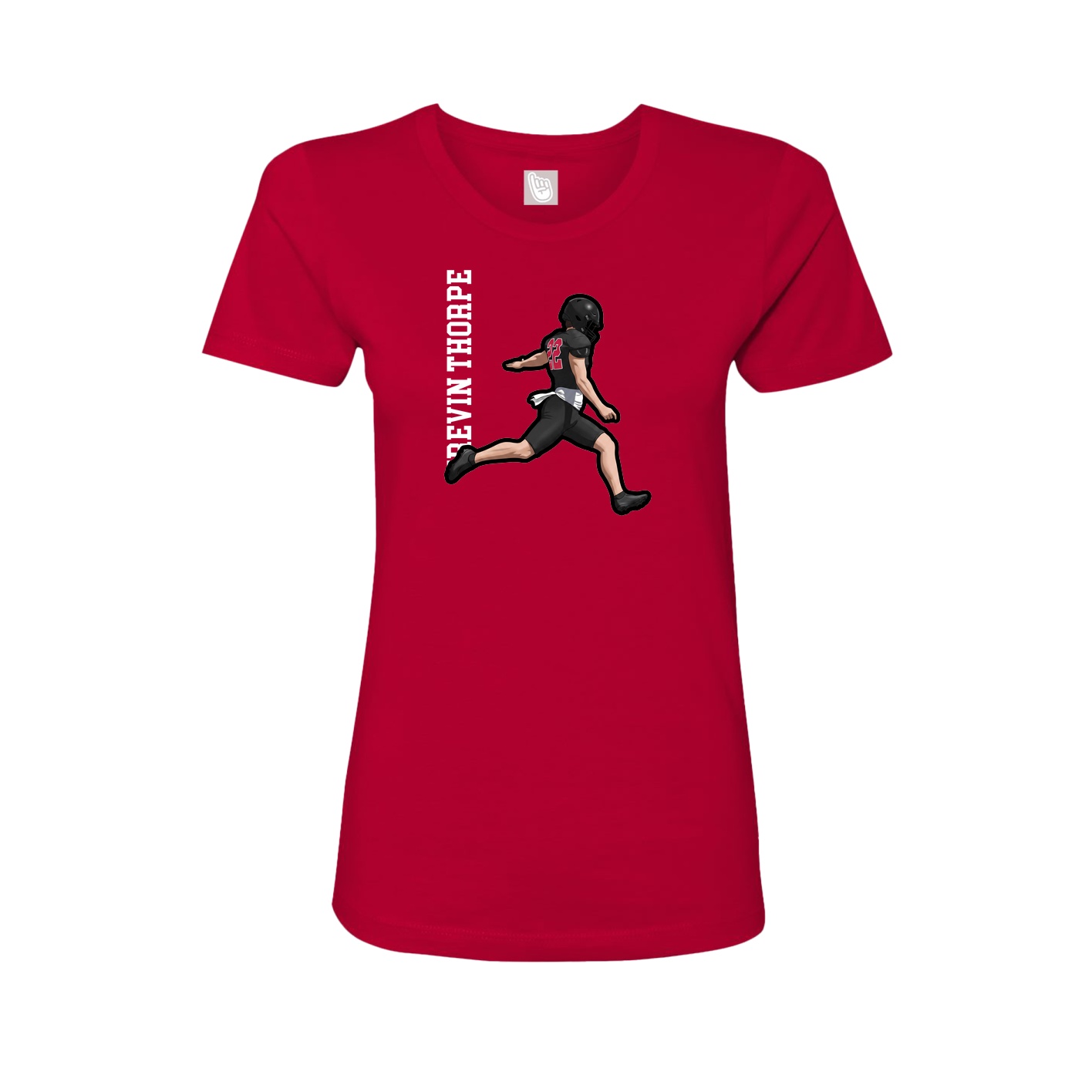 Fitted Women's Tee — Name Vertical in Red